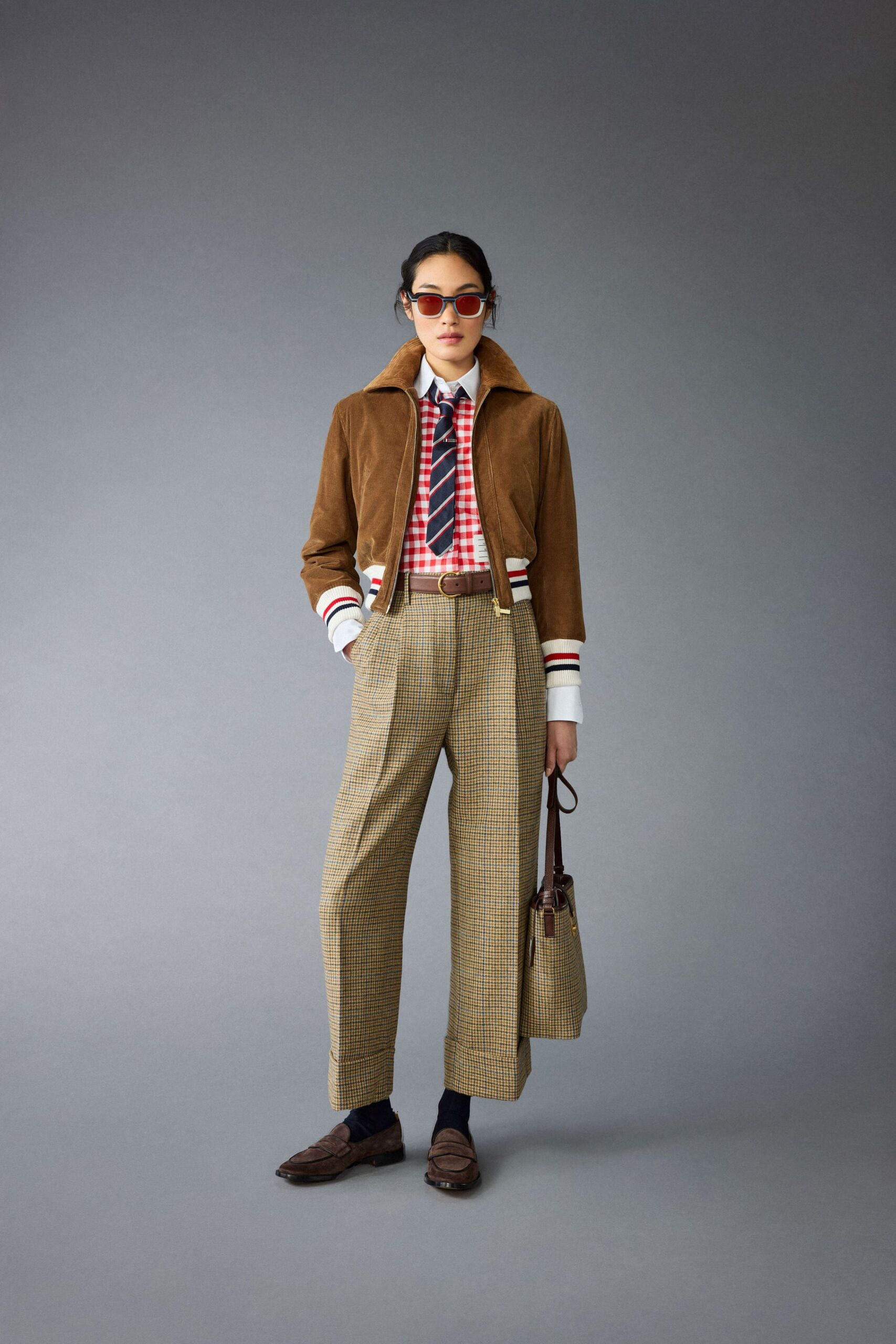 brown suede long-sleeve collared fitted zippered jacket