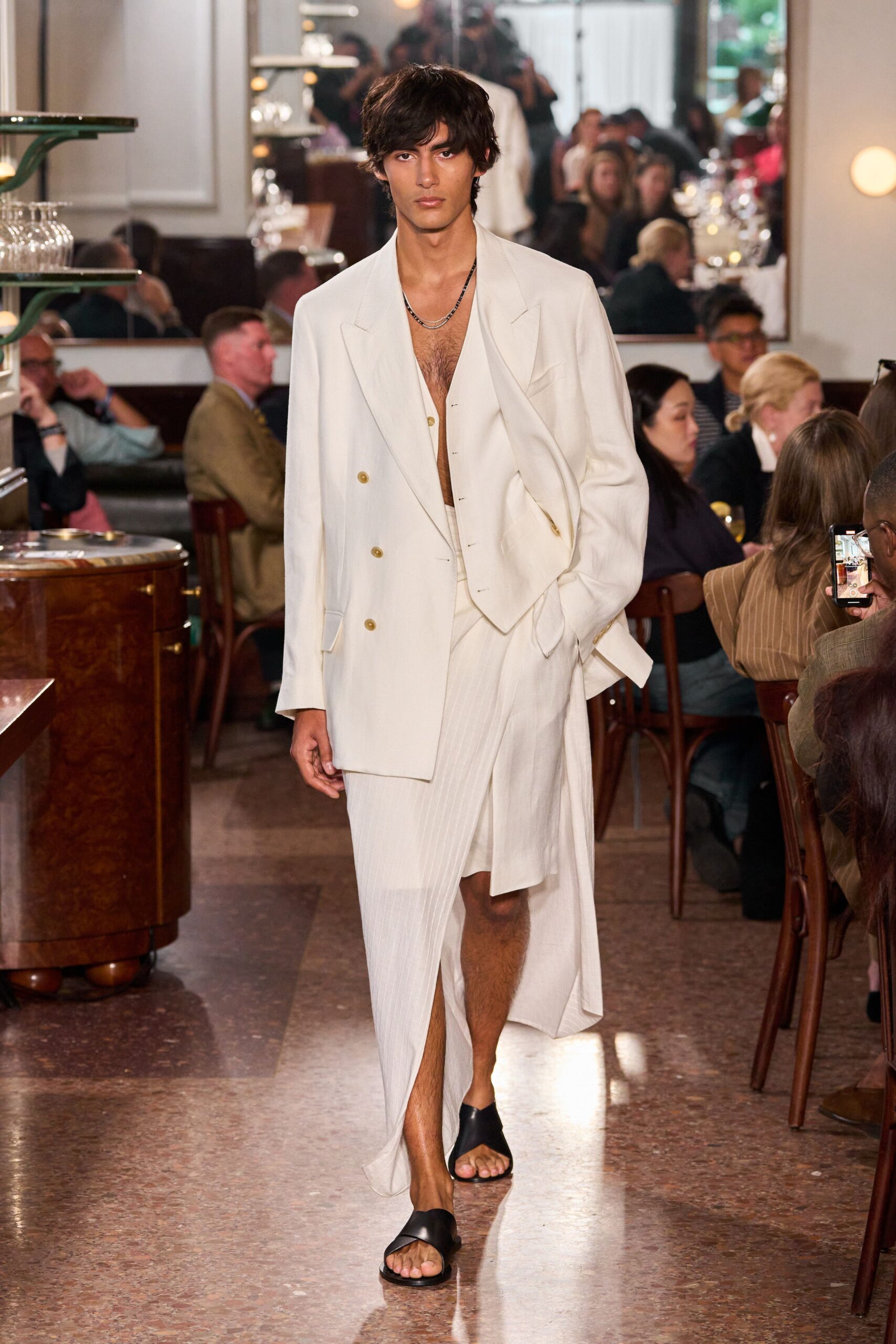 white cotton sleeveless collared tailored buttoned vest