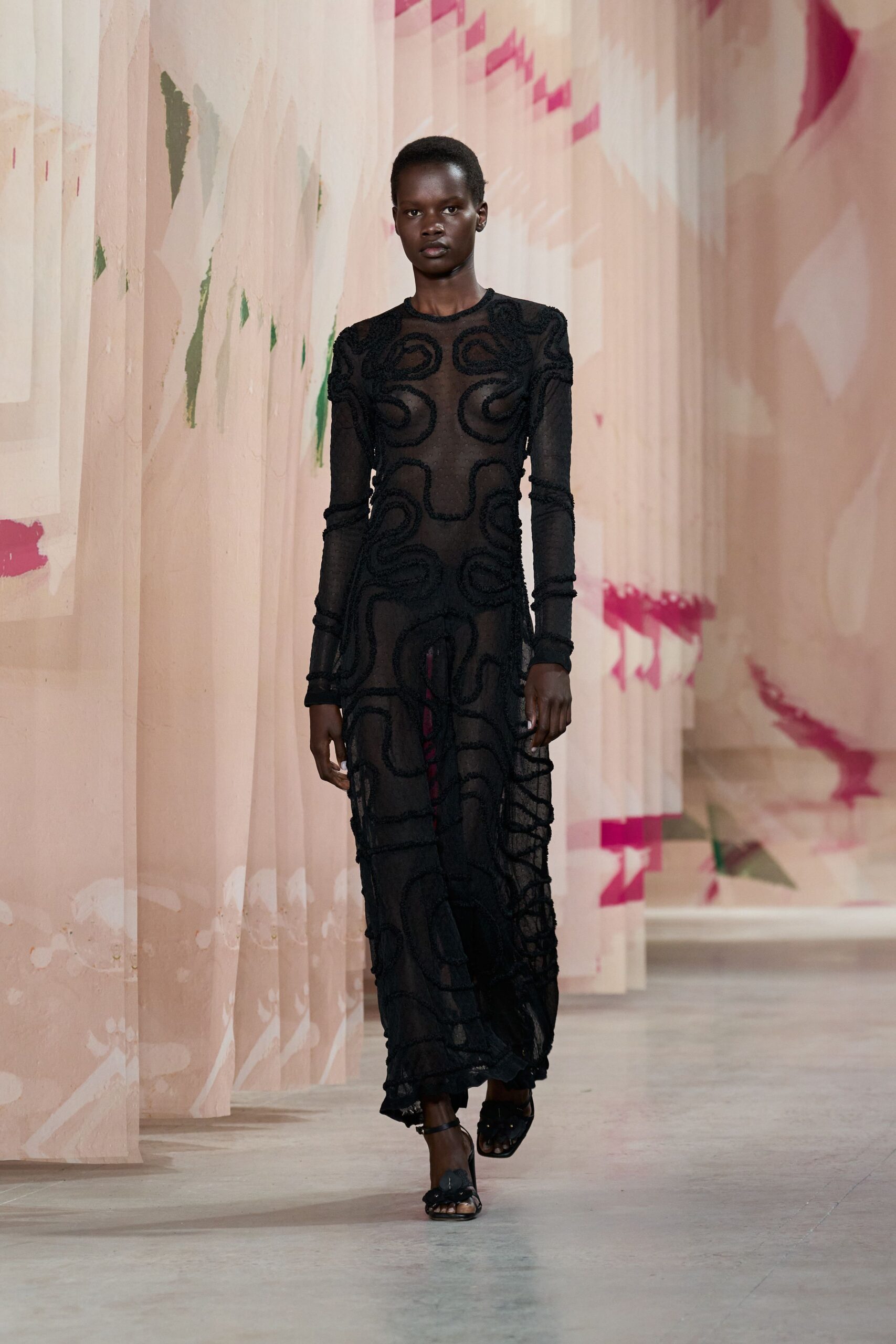 black lace long-sleeve dress