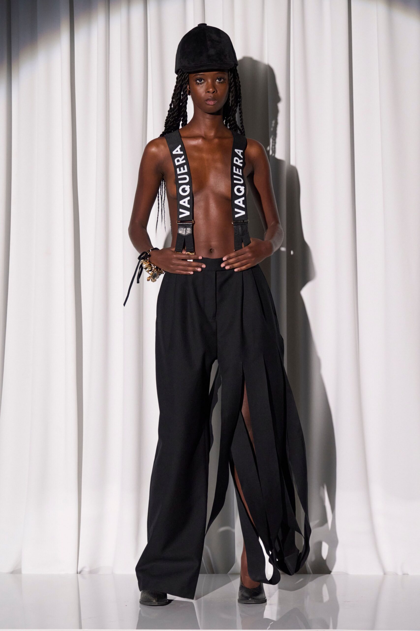 black slit relaxed high-waisted wide-leg pants