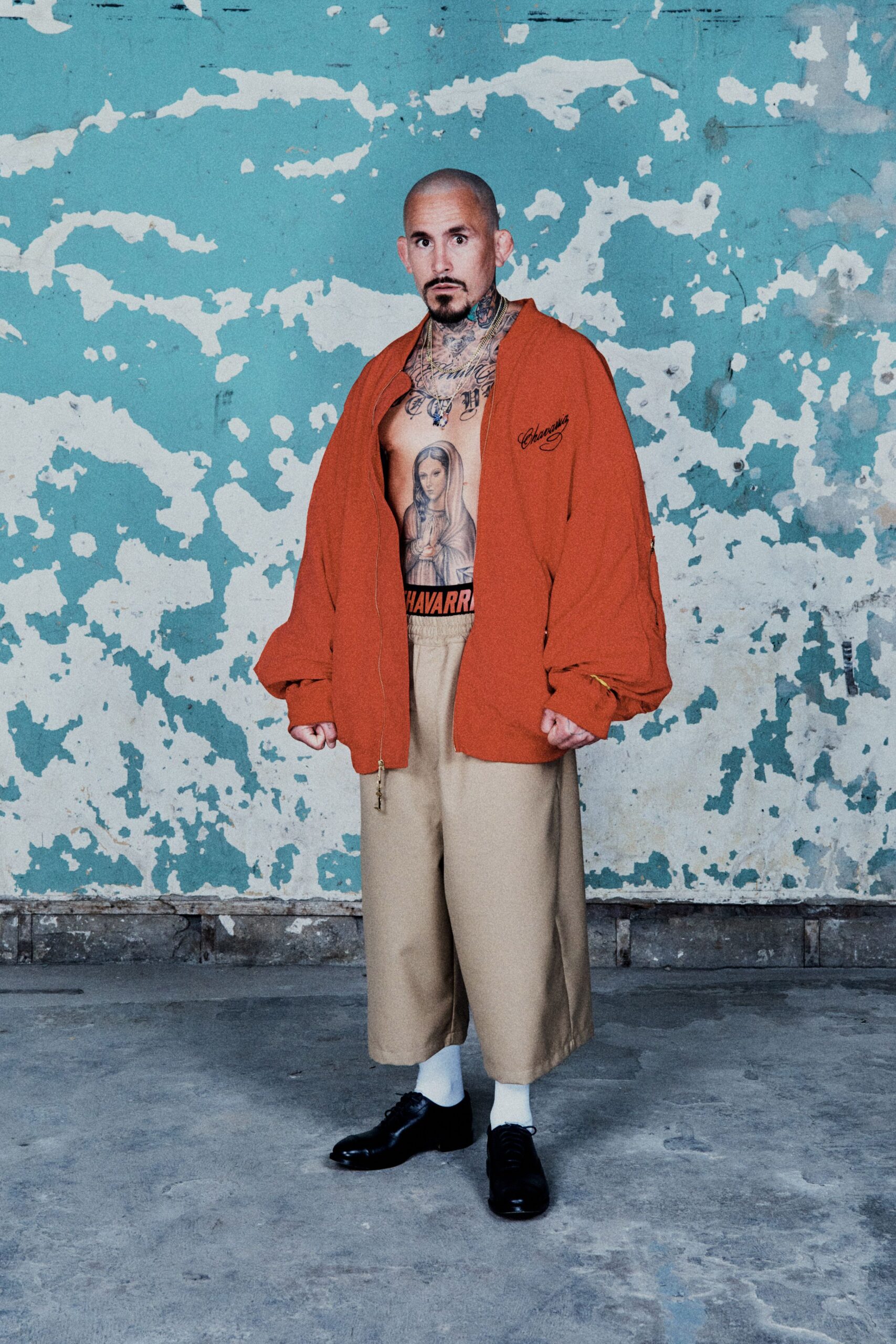 orange cotton long-sleeve oversized jacket