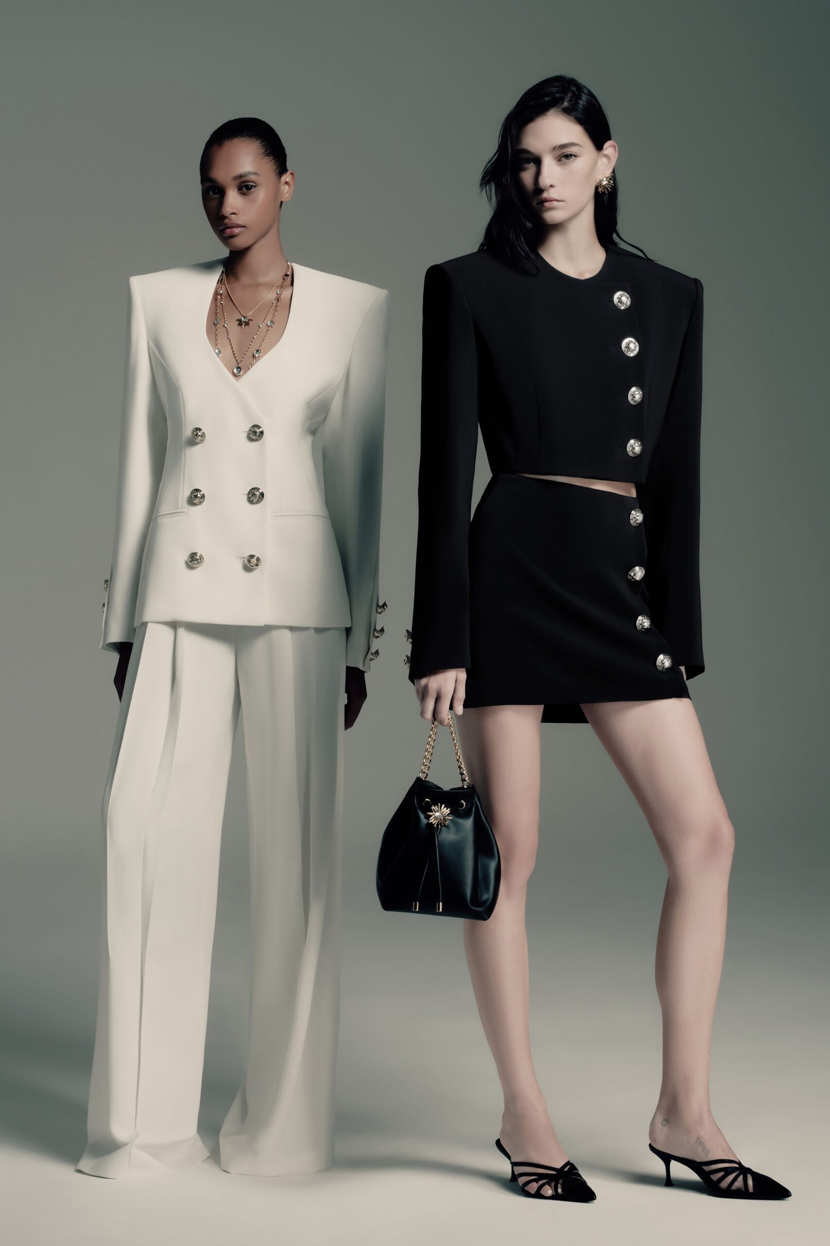 white and black tailored blazers