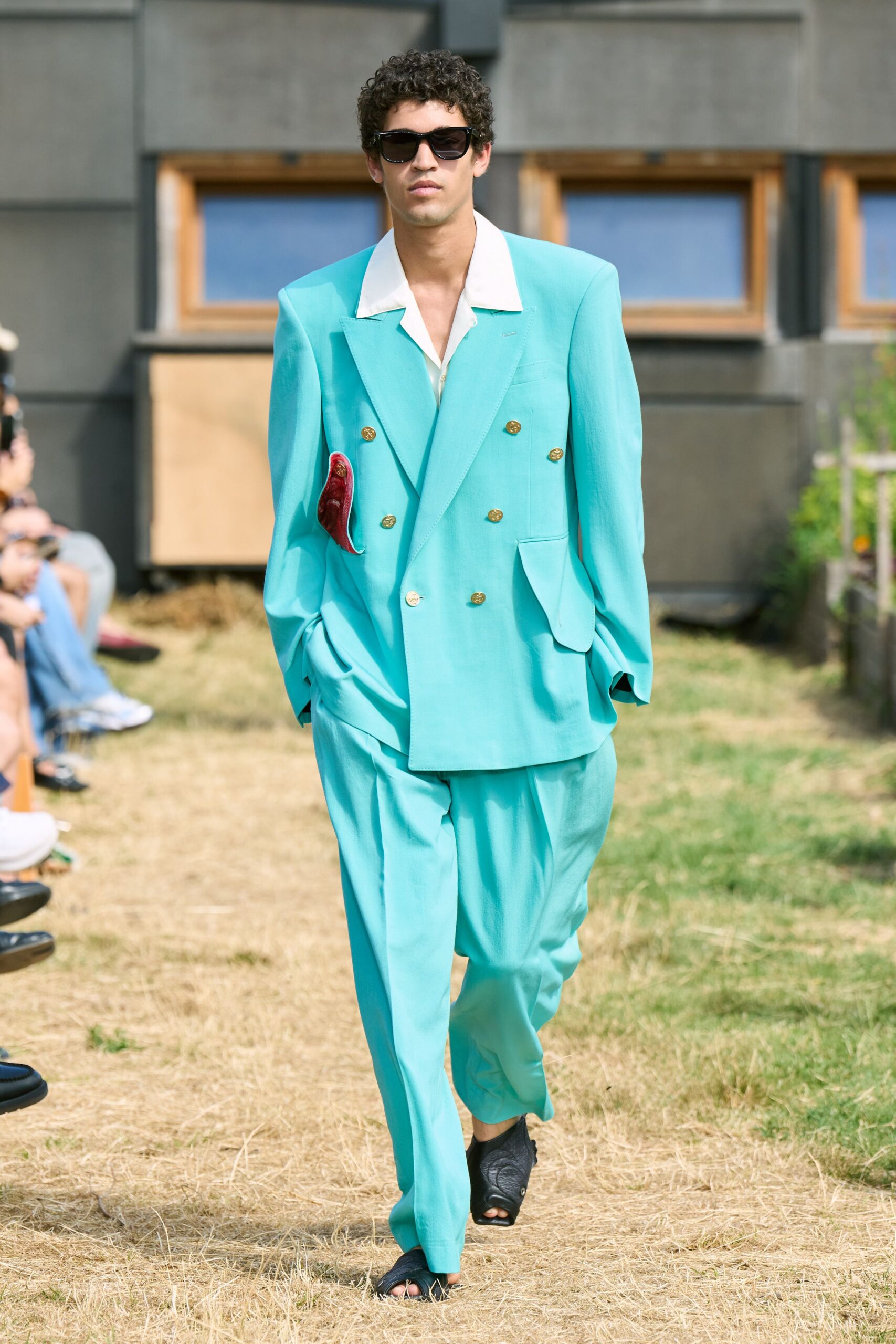 teal relaxed straight-leg pants