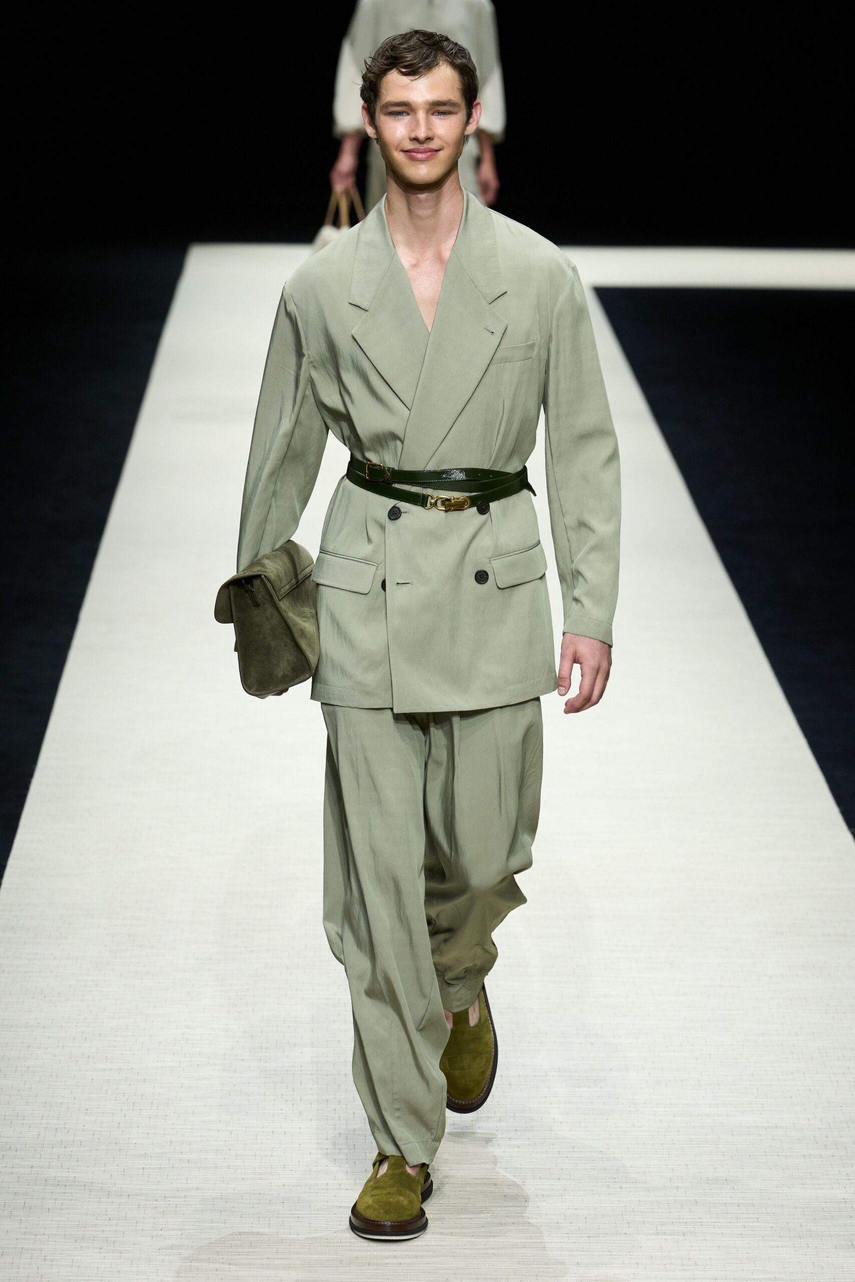 green leather belt