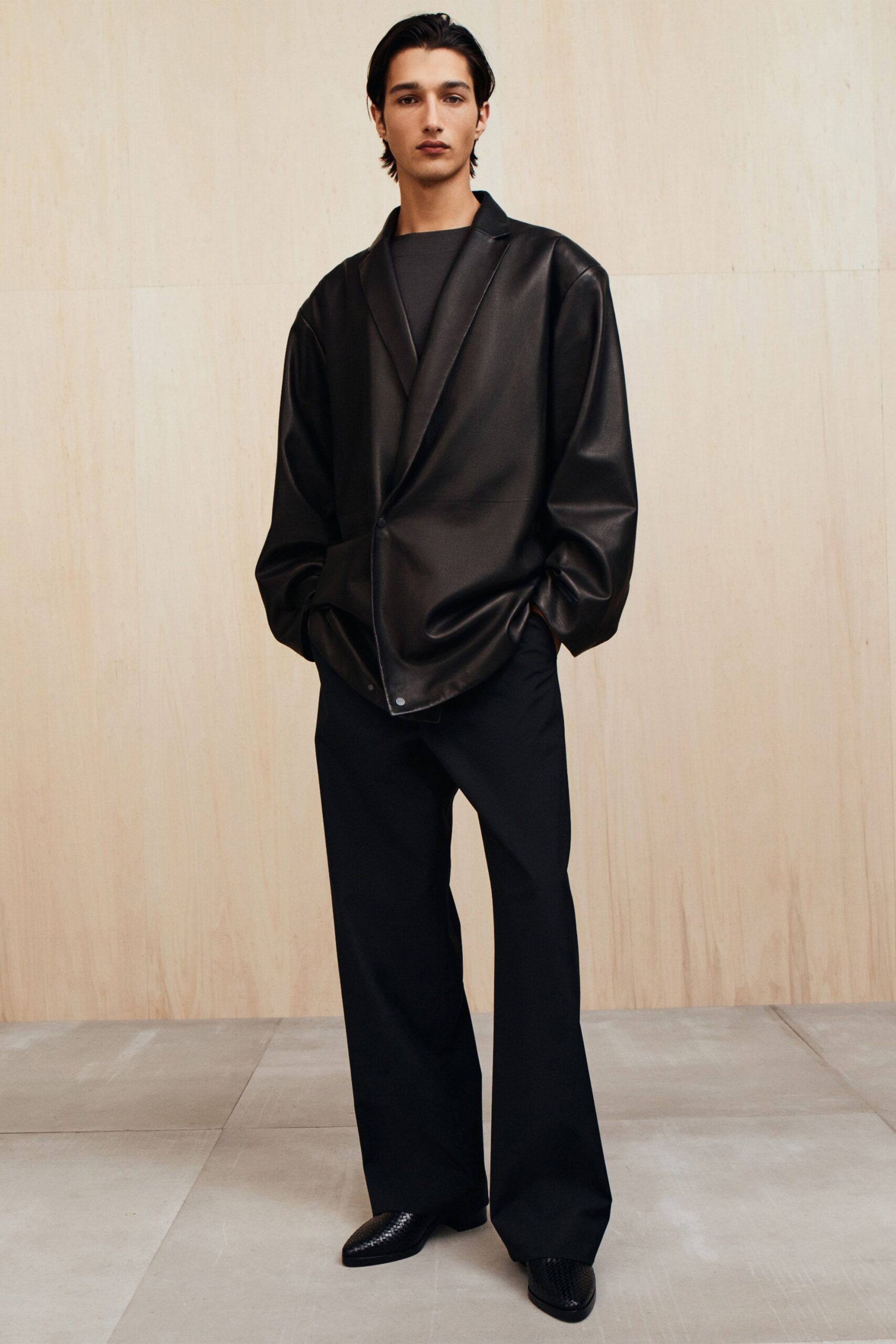 black leather jacket and pants