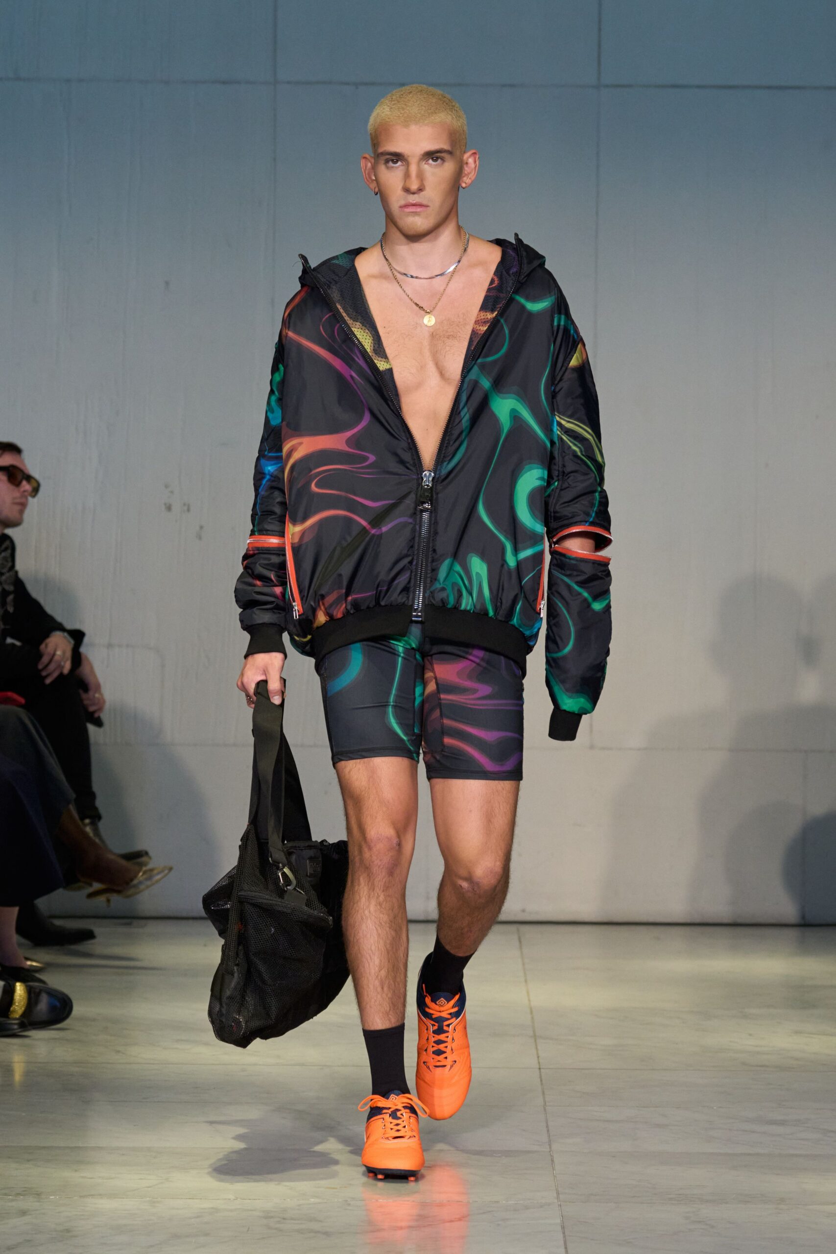 multi-colored neoprene jacket with shorts