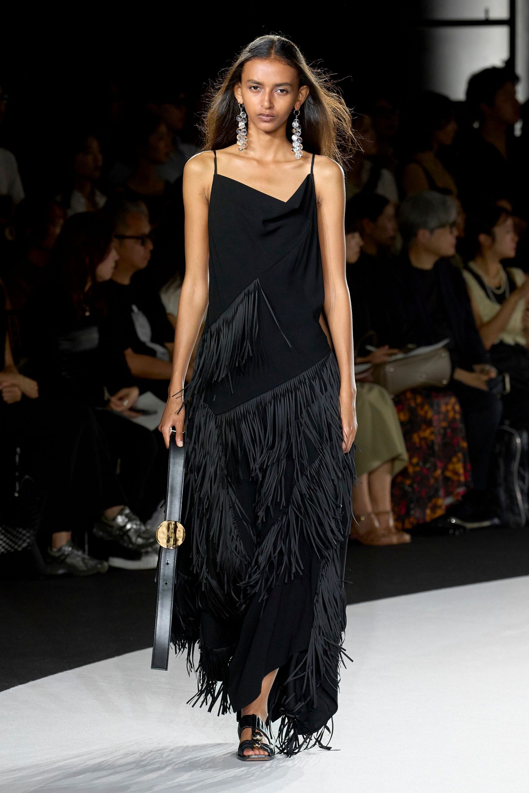 black fringed maxi dress