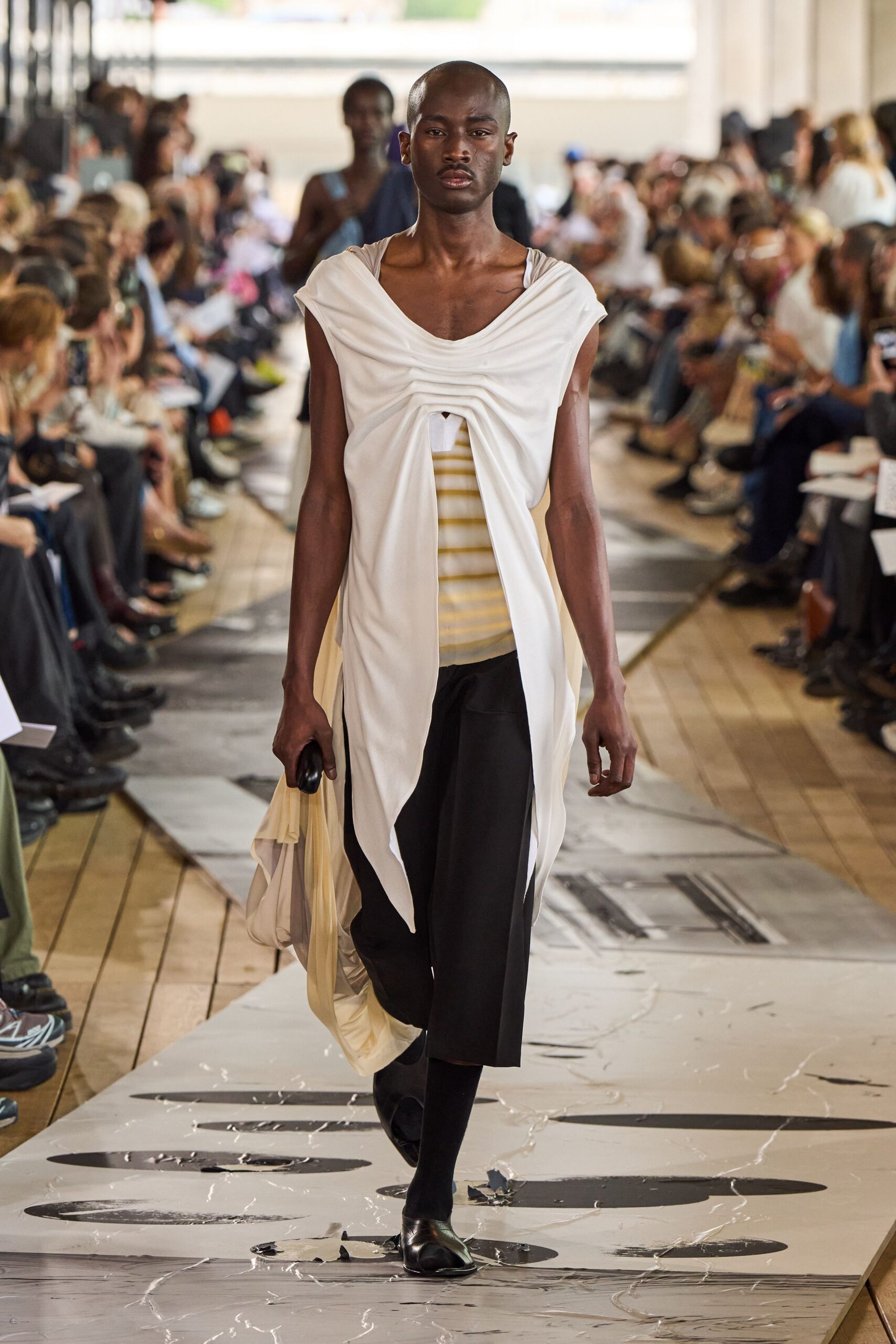 white cotton sleeveless v-neck relaxed draped top