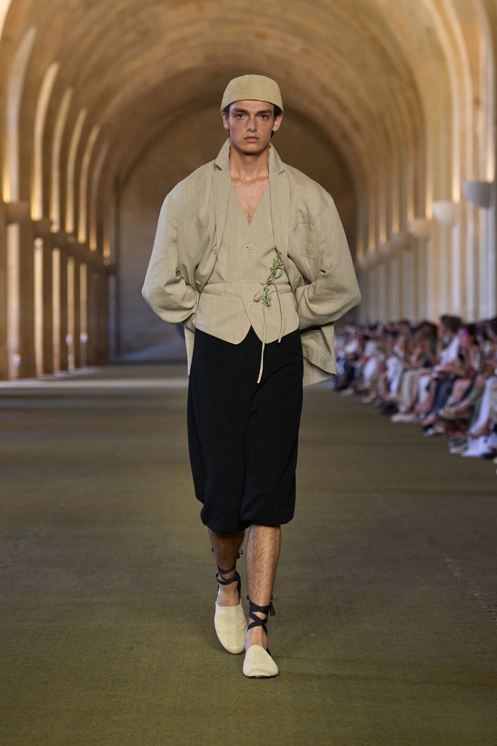 beige linen jacket and vest