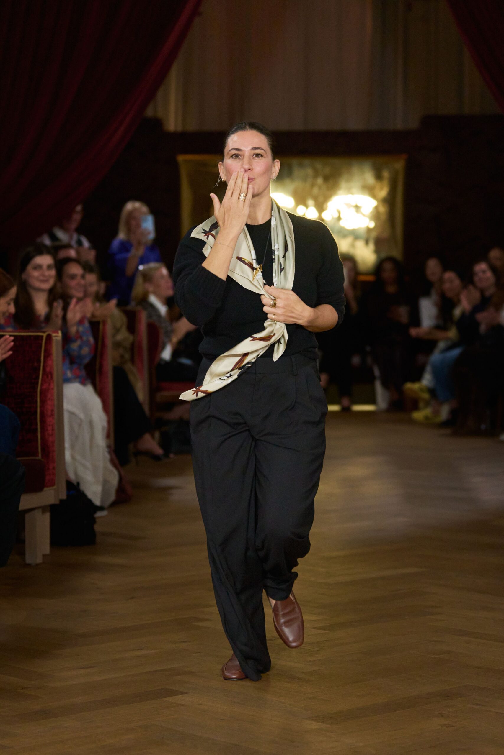 black fitted top with relaxed pants