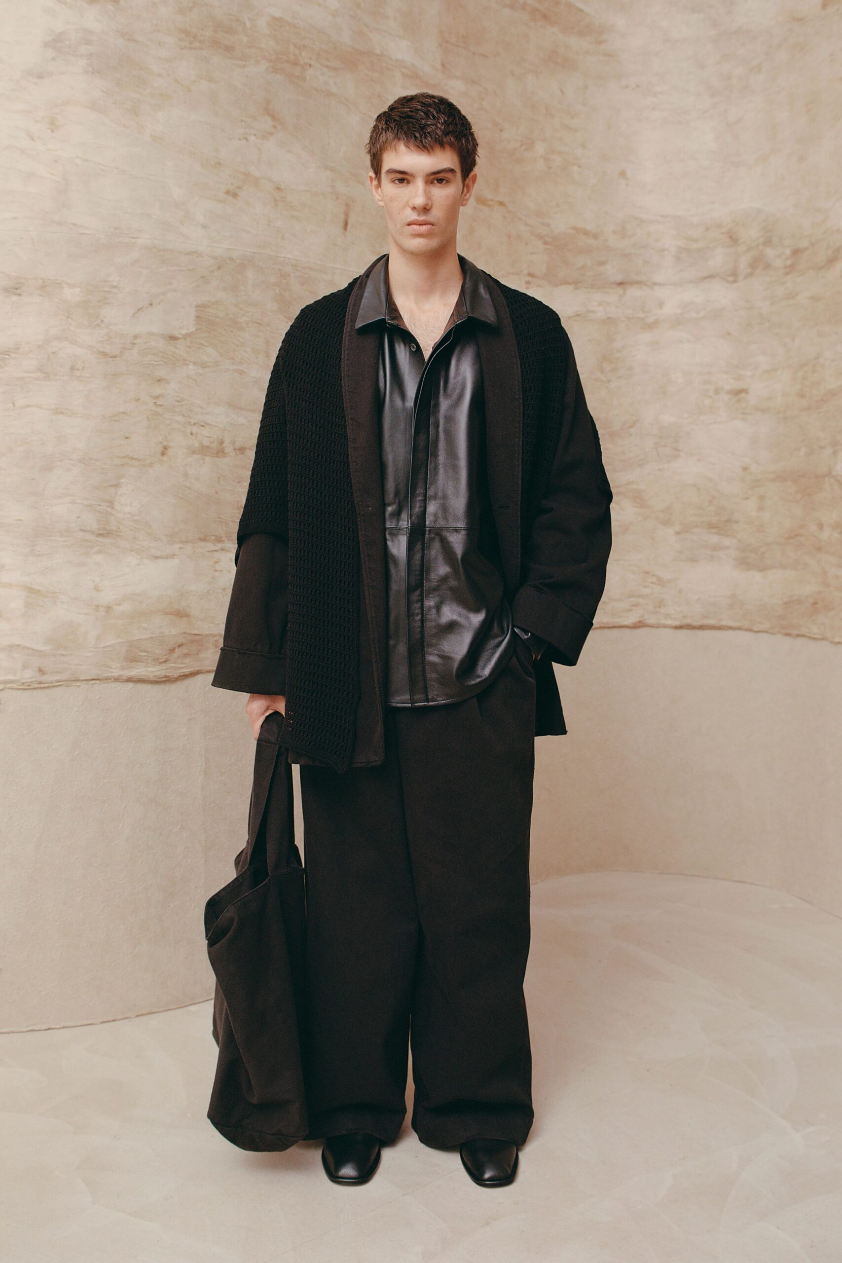 black cotton long-sleeve oversized jacket