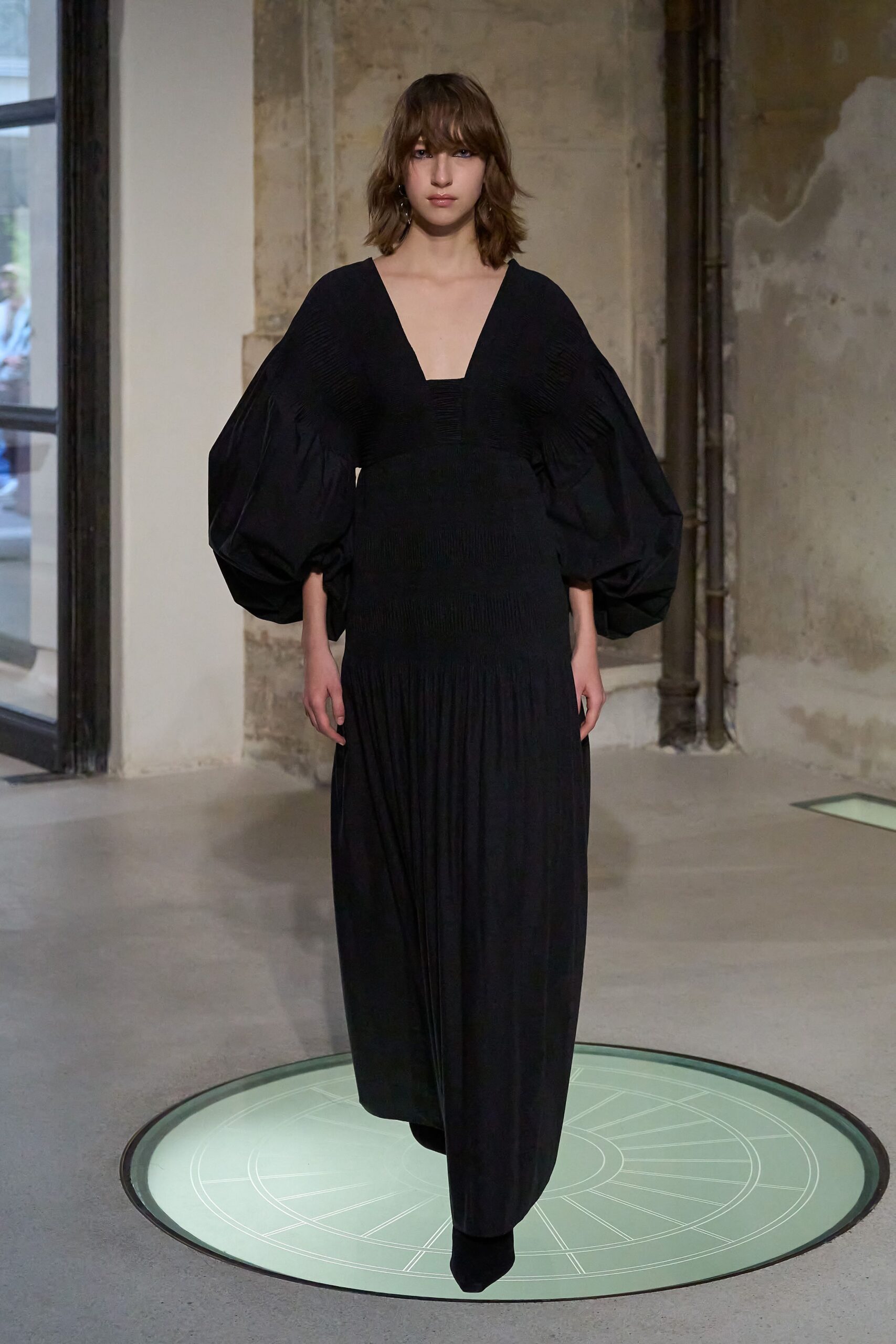 black cotton v-neck gown