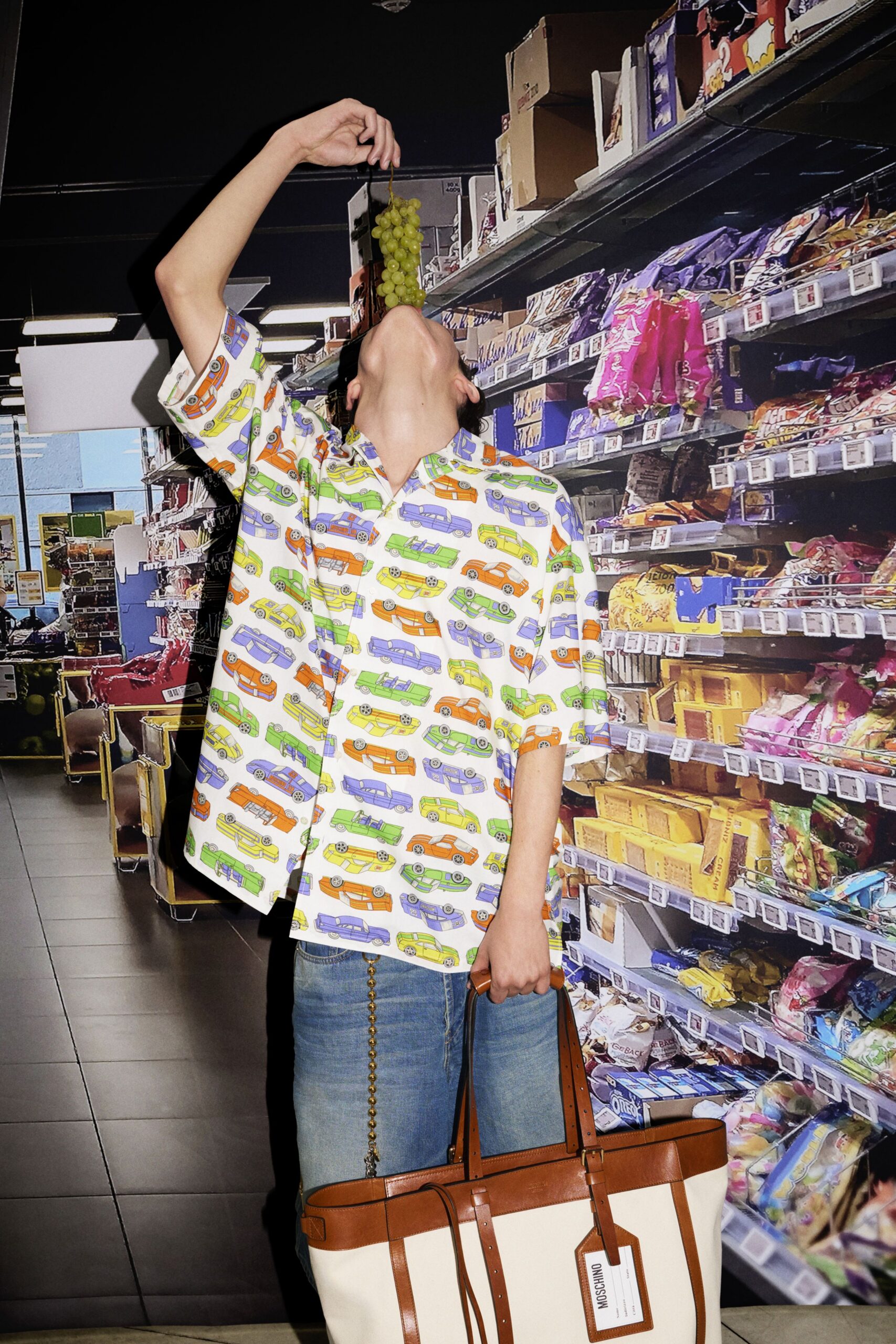 multi-colored printed shirt with jeans
