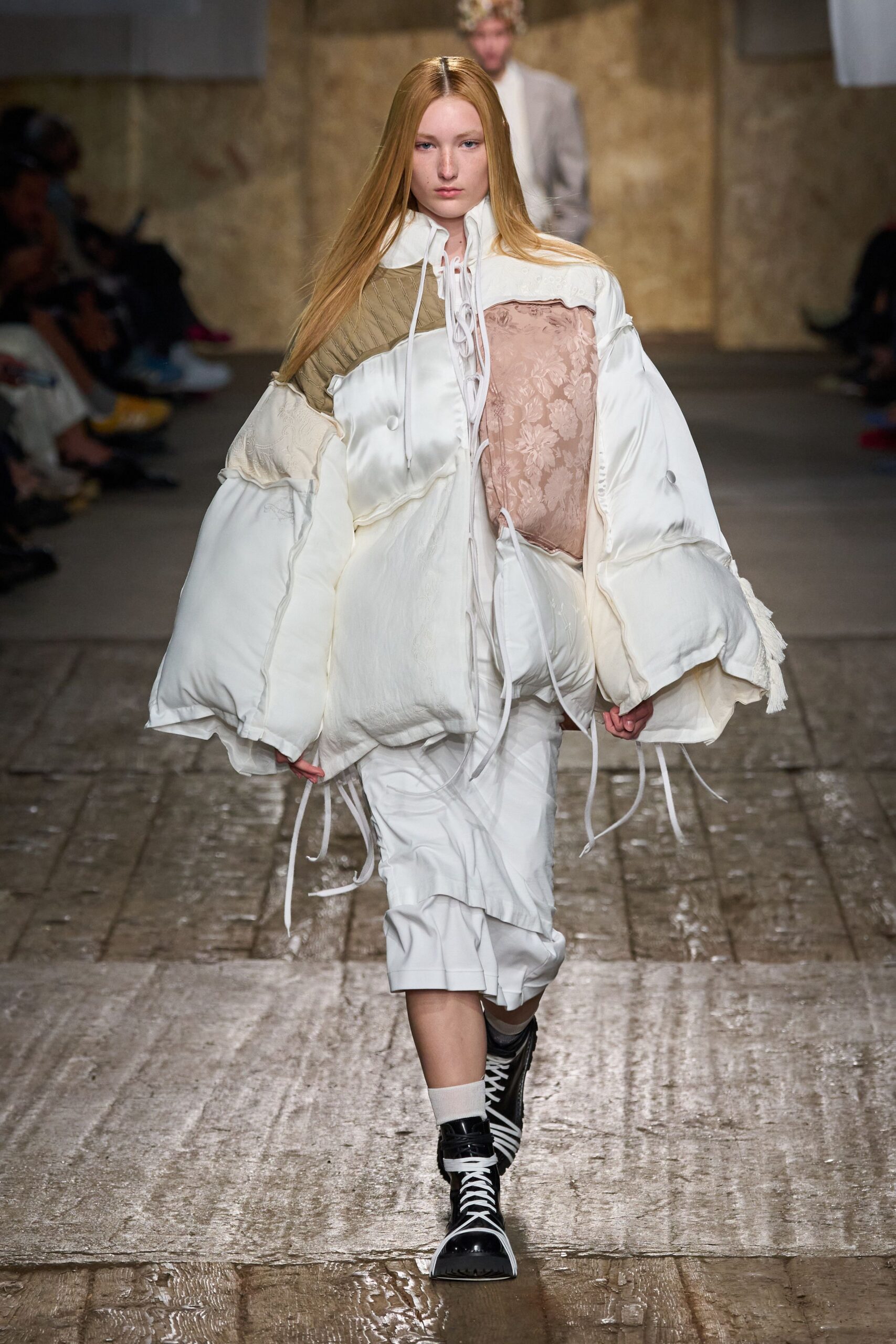 white cotton long-sleeve collared oversized layered jacket