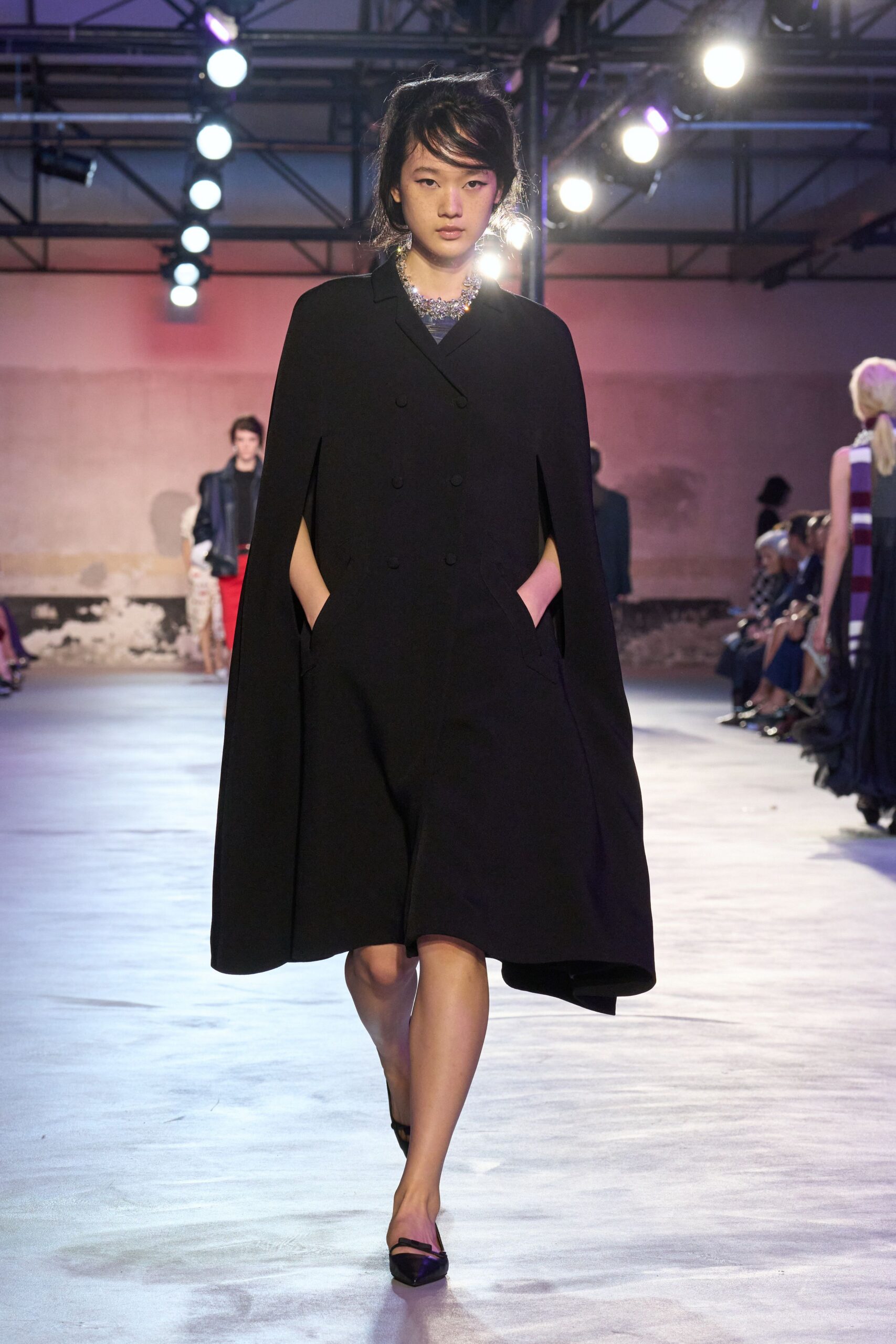 black wool cape and dress
