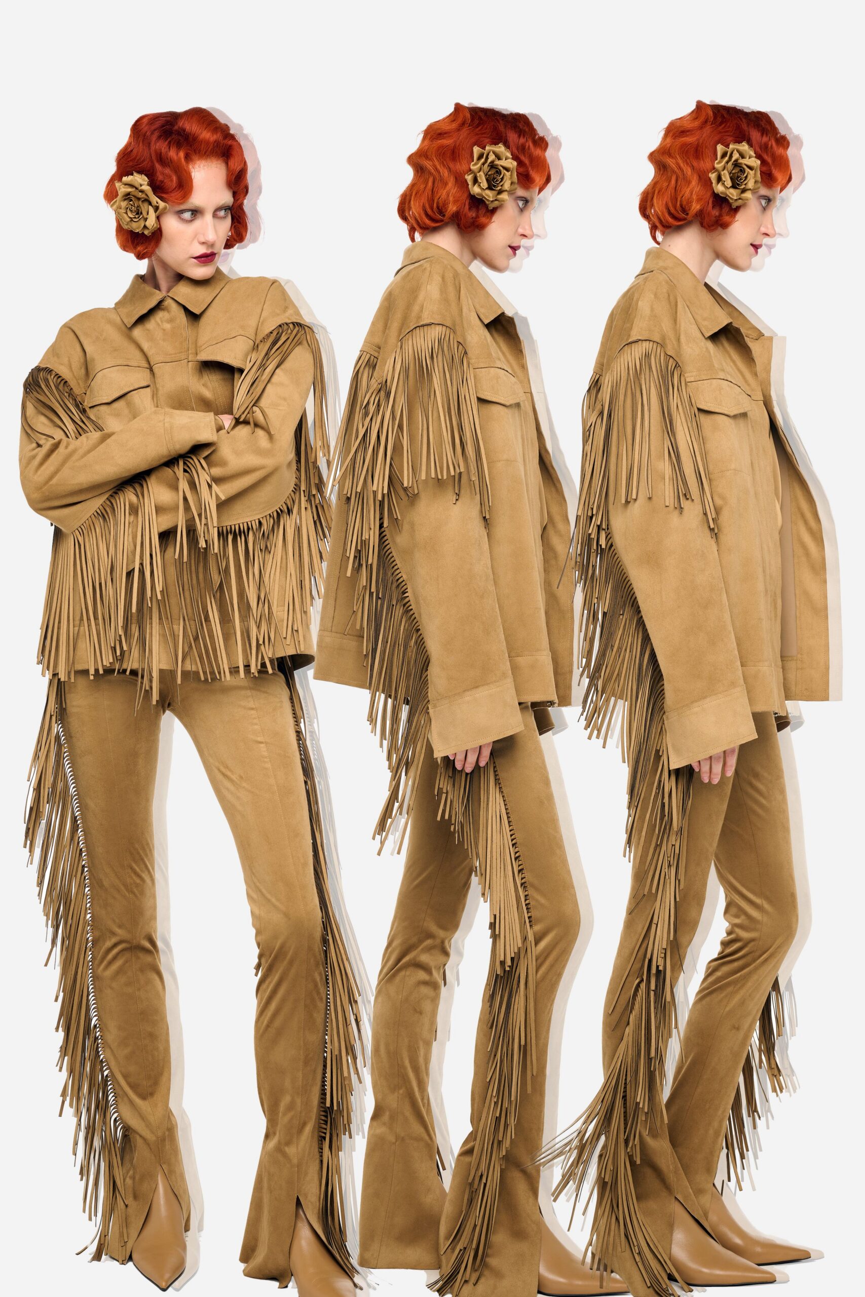 beige suede flared shoes