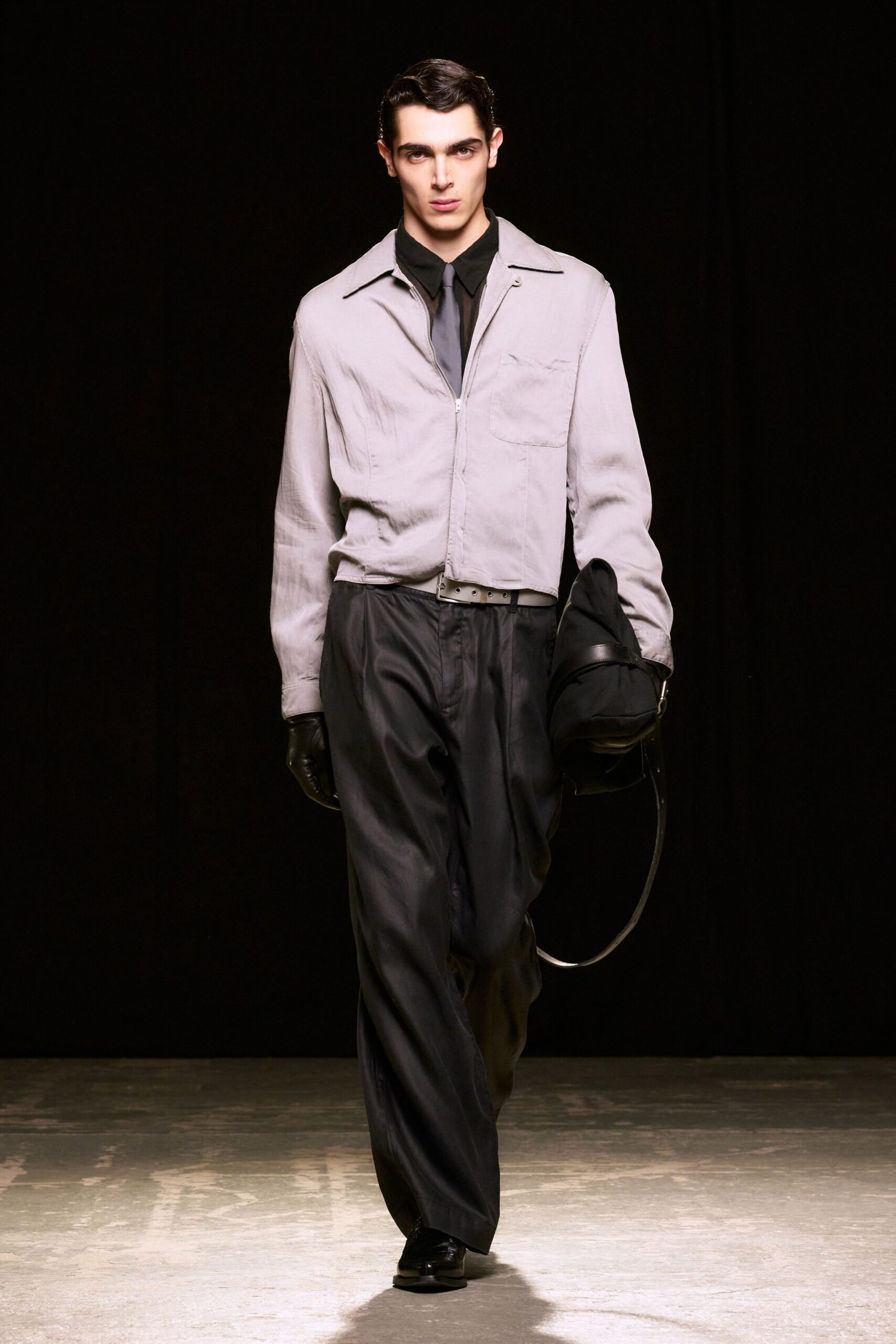 black leather gloves