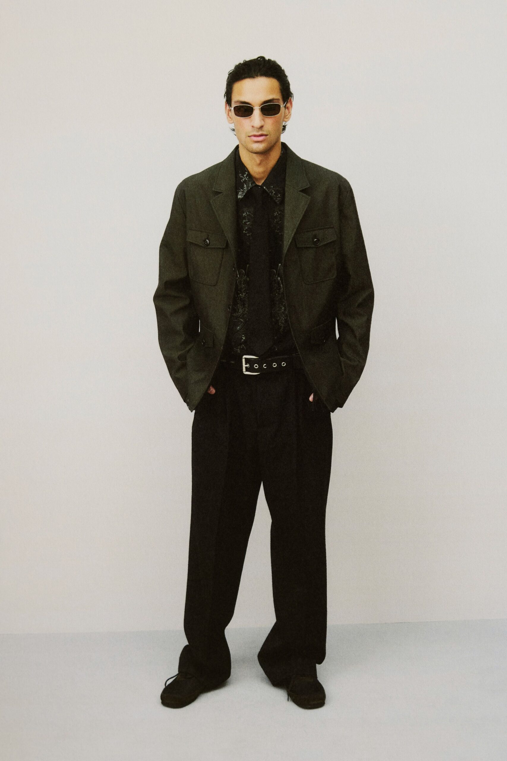 black relaxed jacket and pants