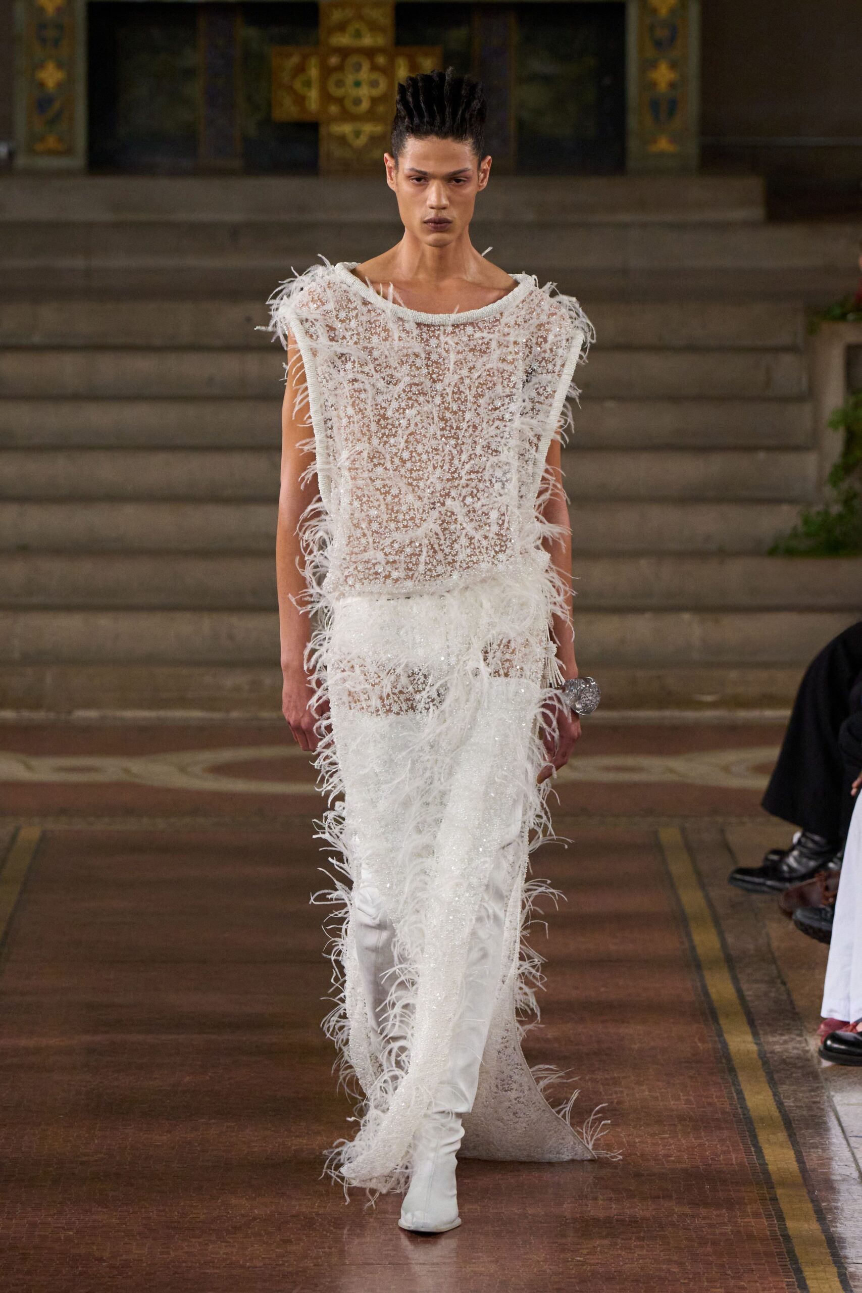 white lace fringed midi dress with shoes