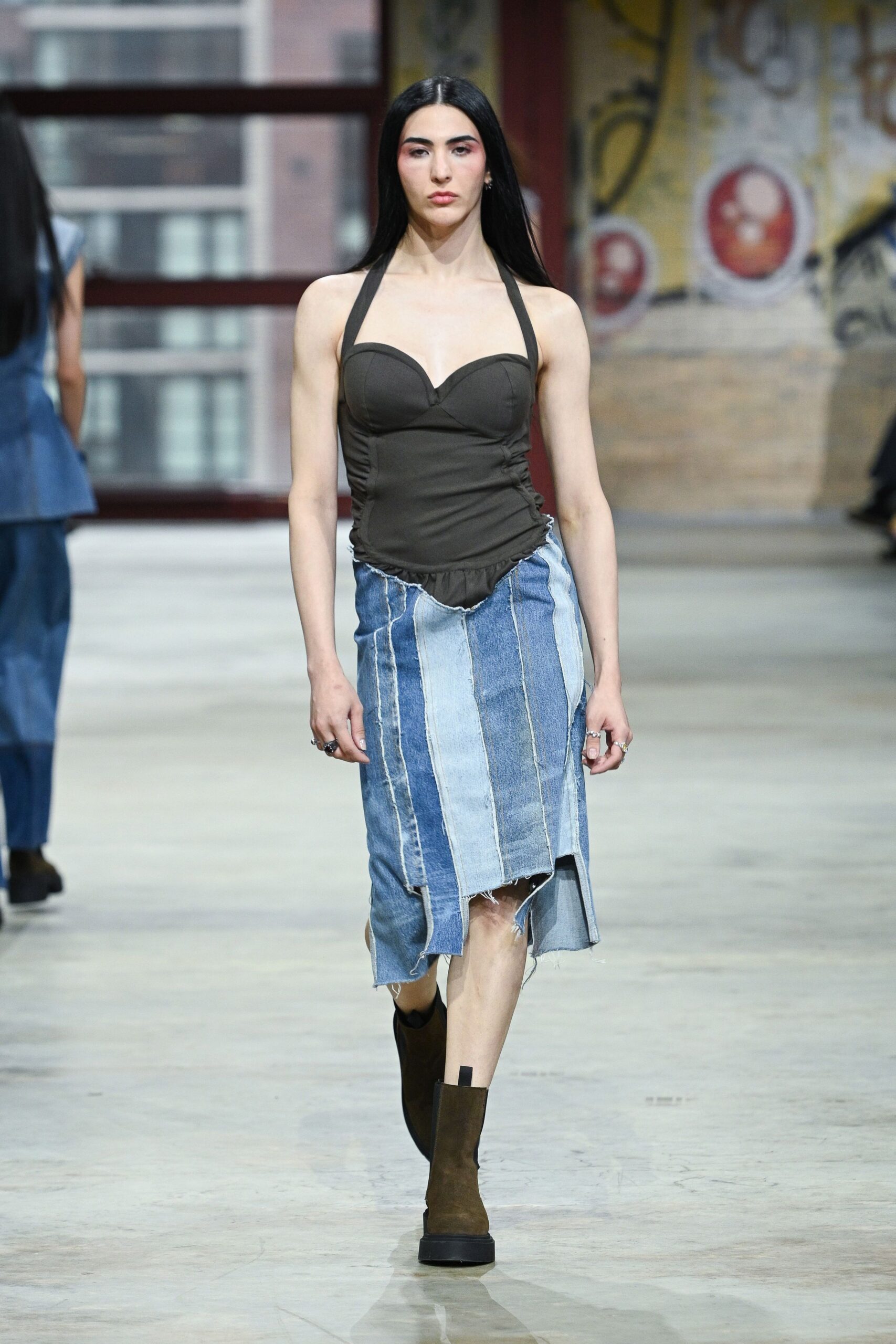black cotton sleeveless halter fitted ruched bustier