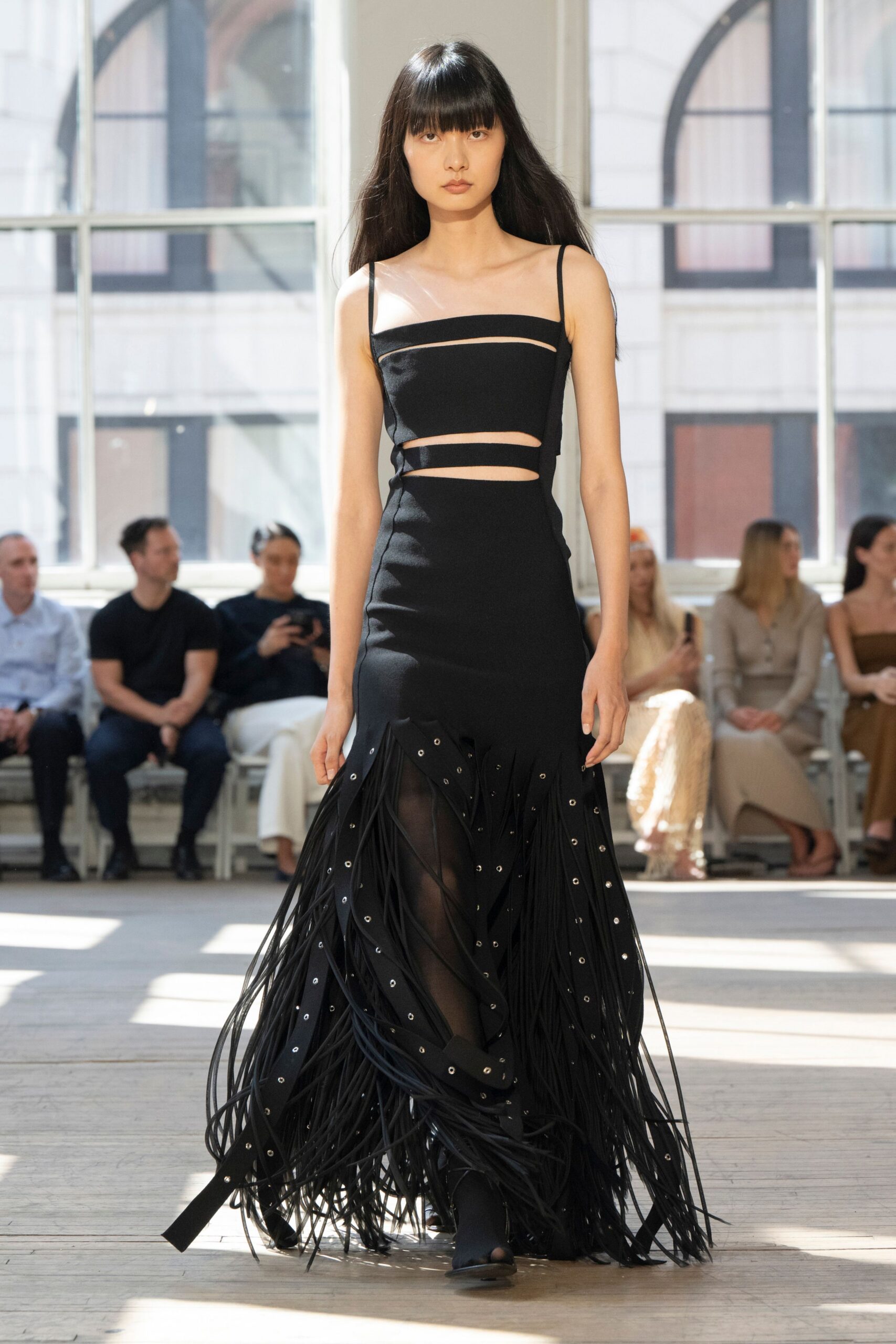 black silk sleeveless dress