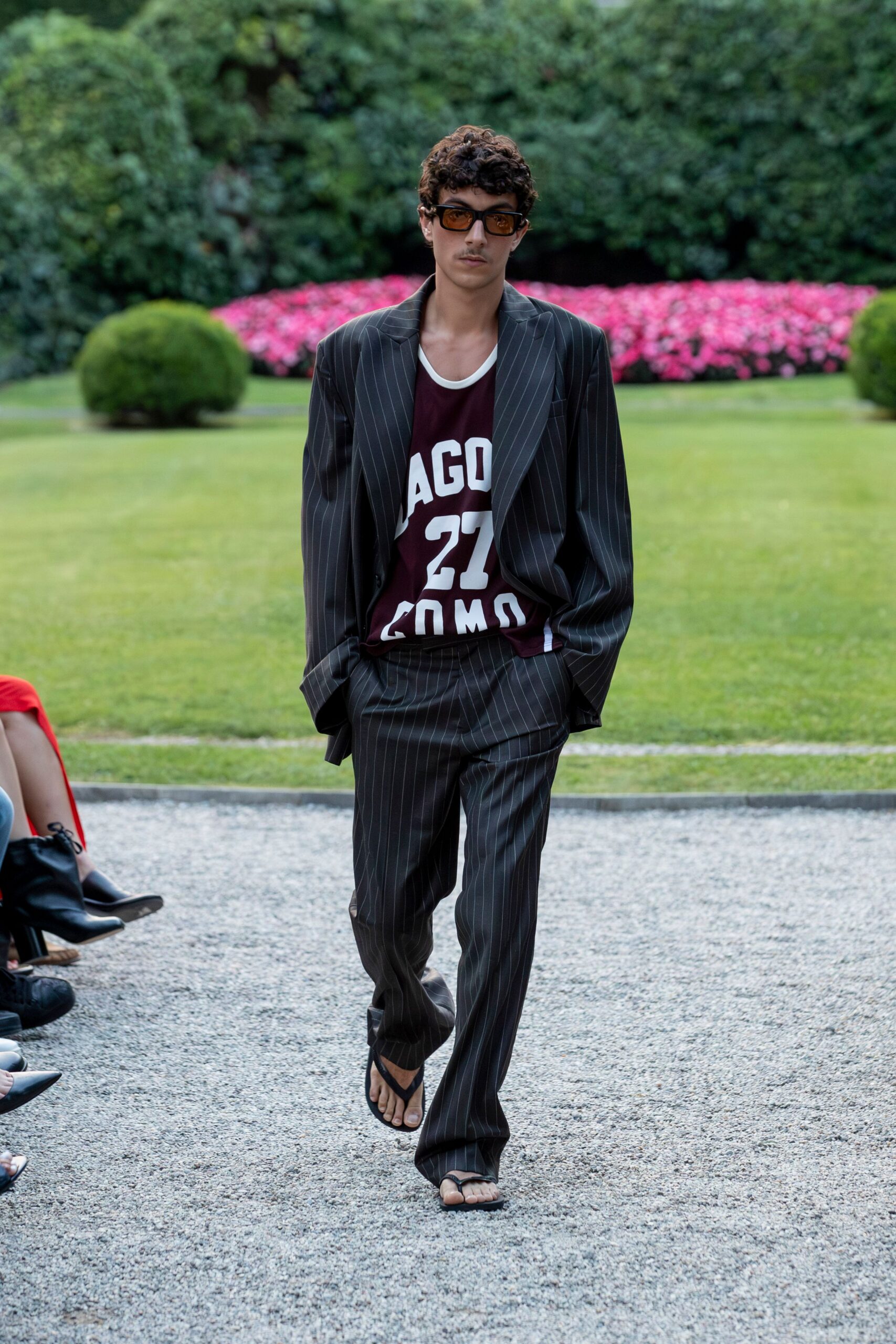 black striped suit with tank-top