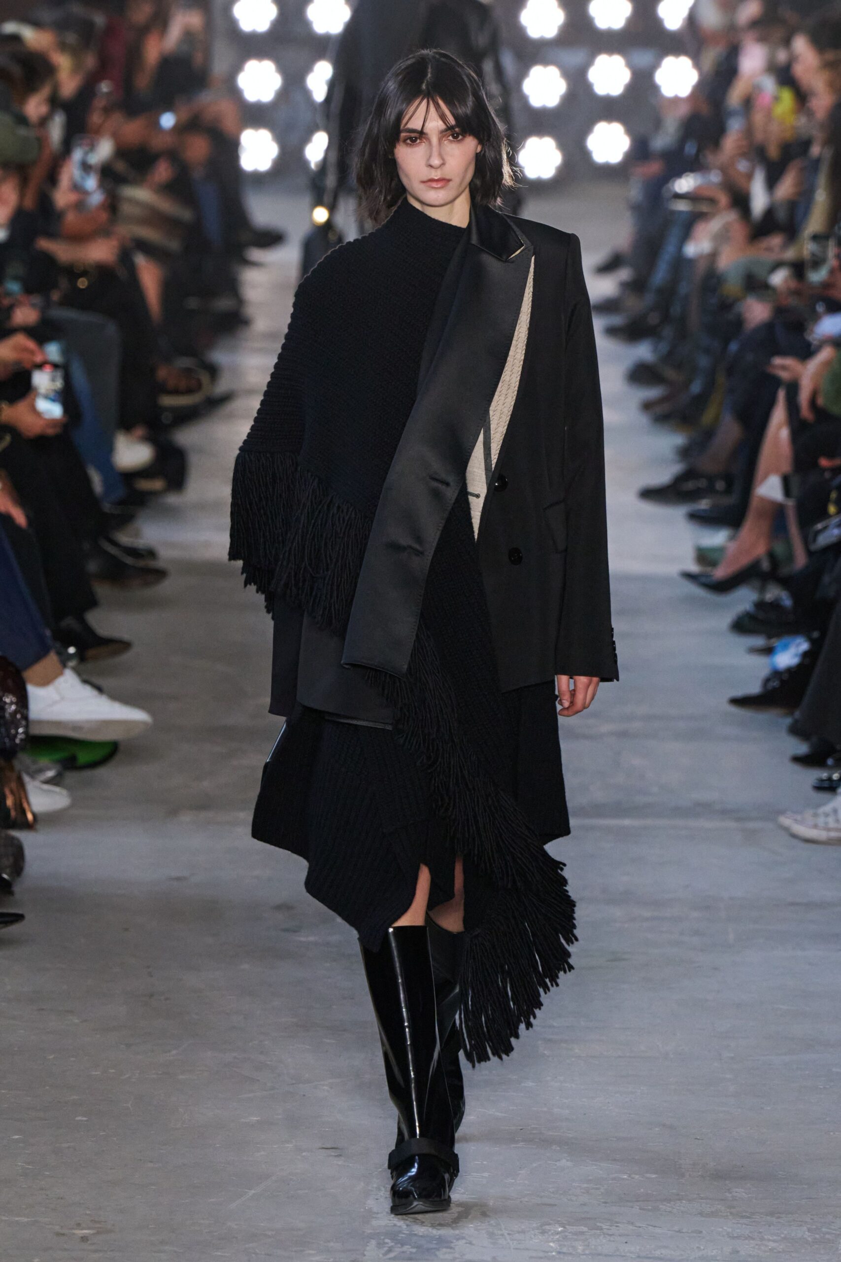 black wool coat and dress