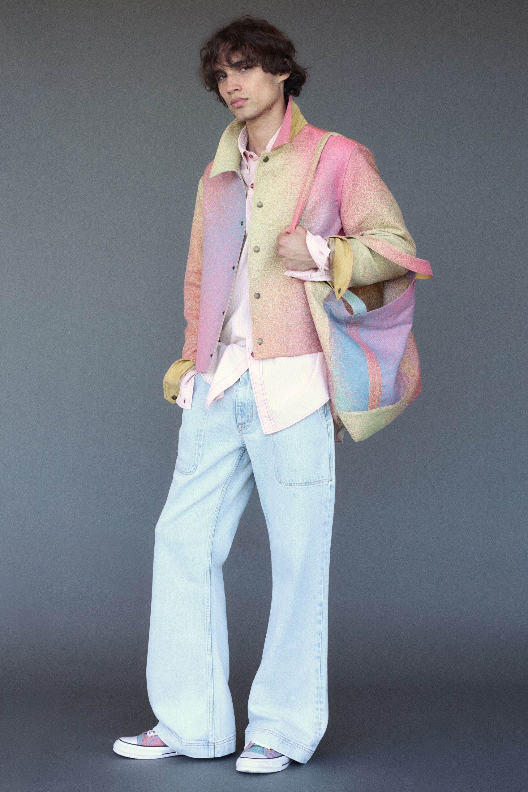 color-blocked relaxed jacket