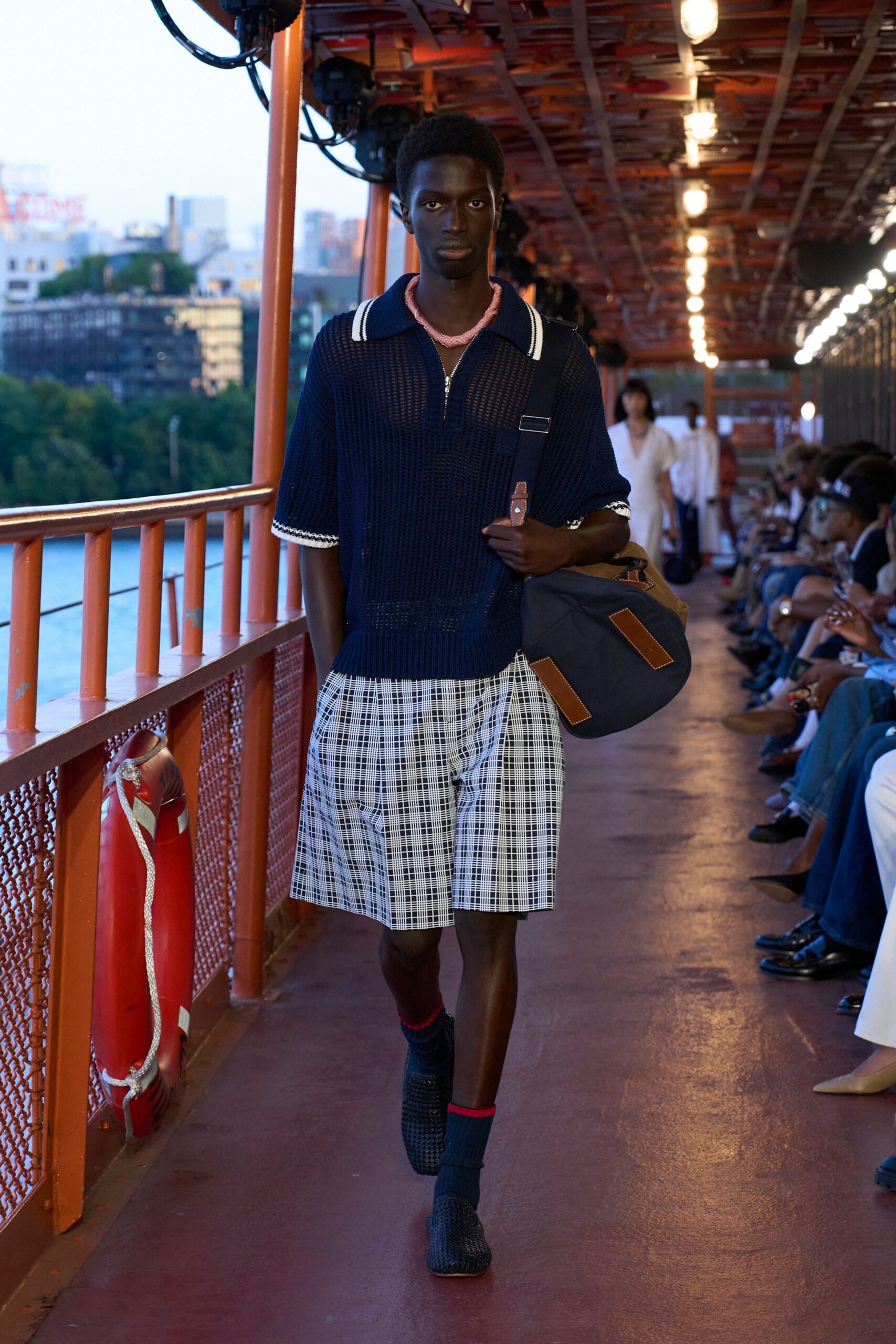 blue cotton short-sleeve collared relaxed top