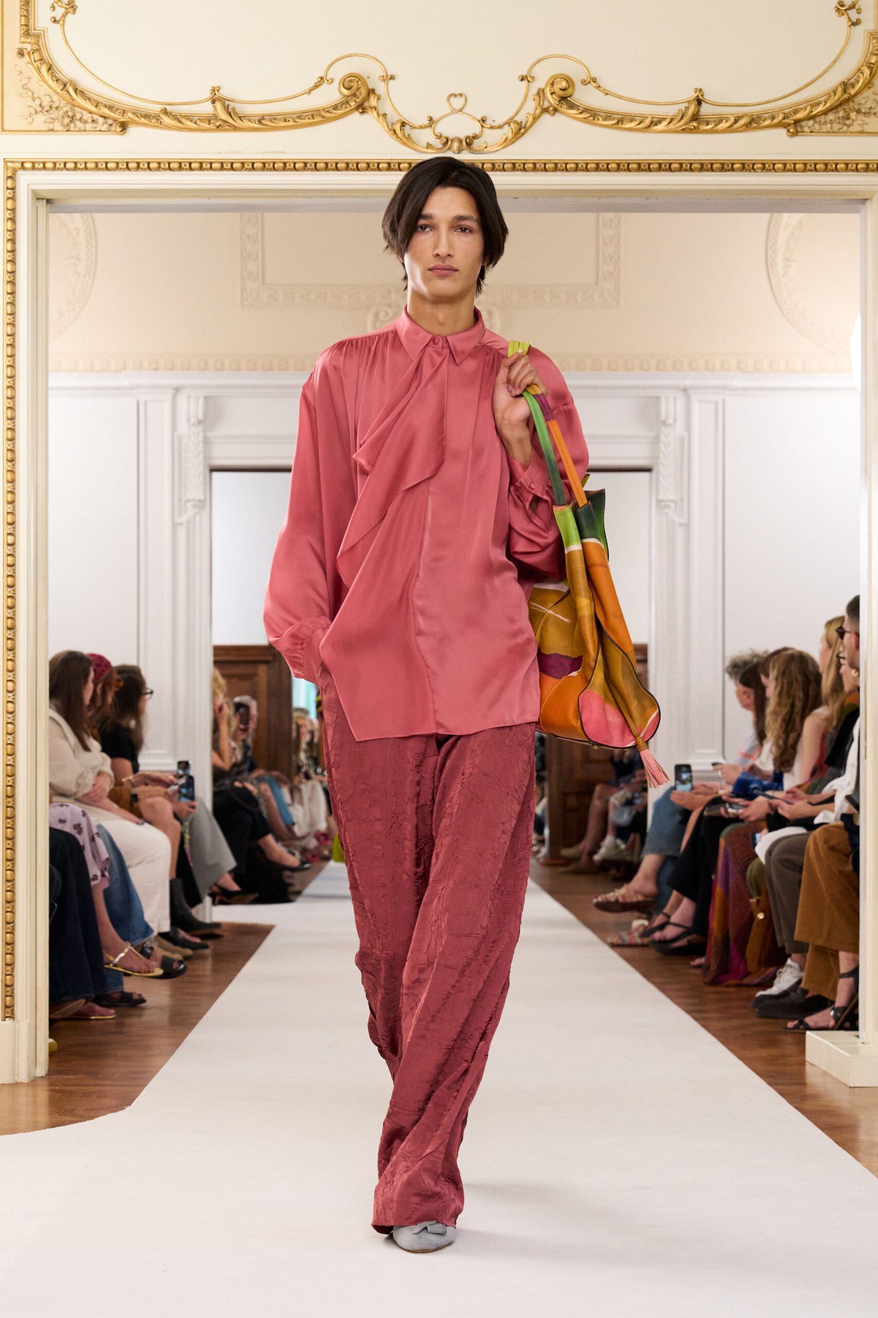 red cotton fitted flared pants