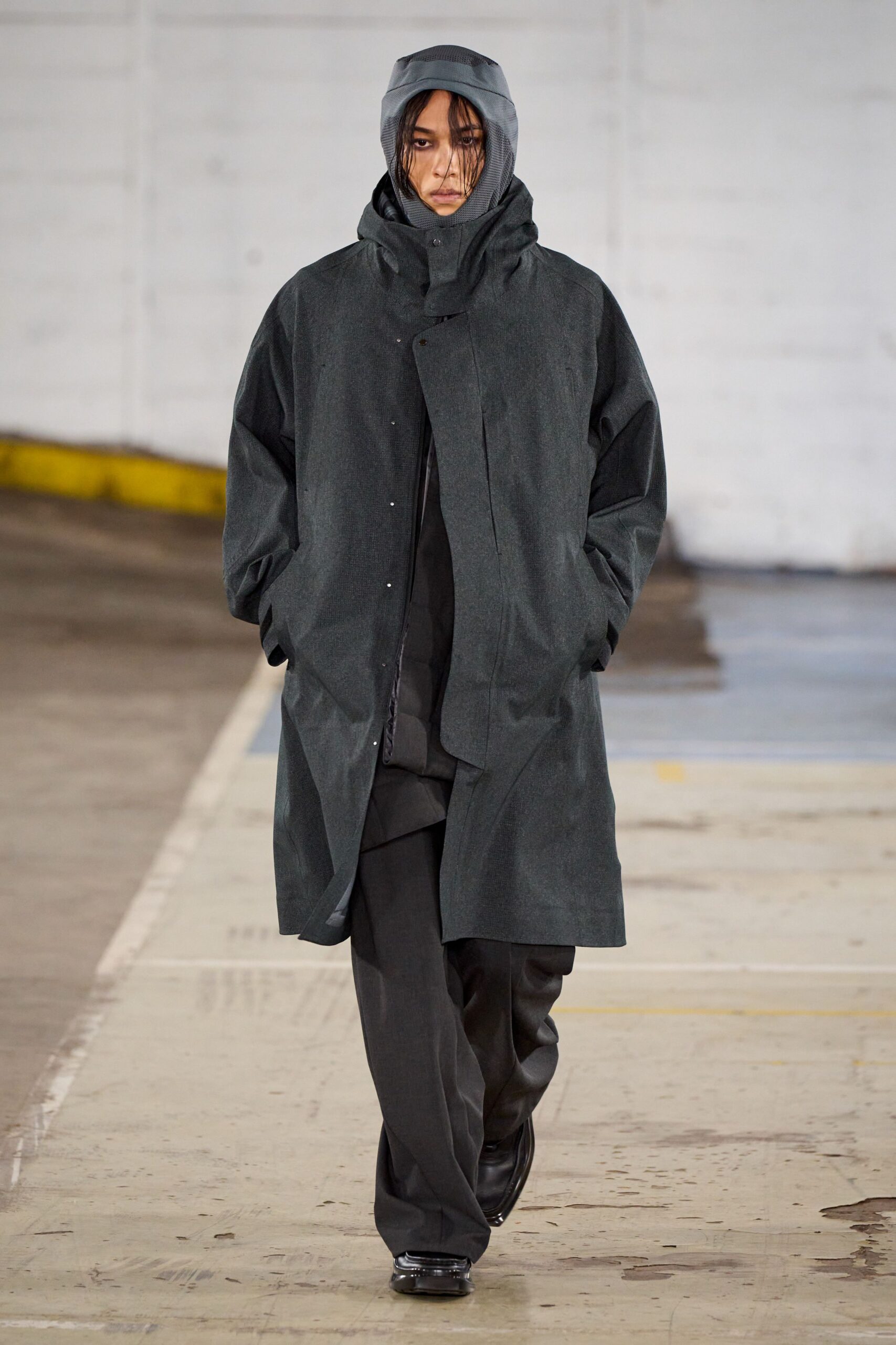 black wool coat with hood