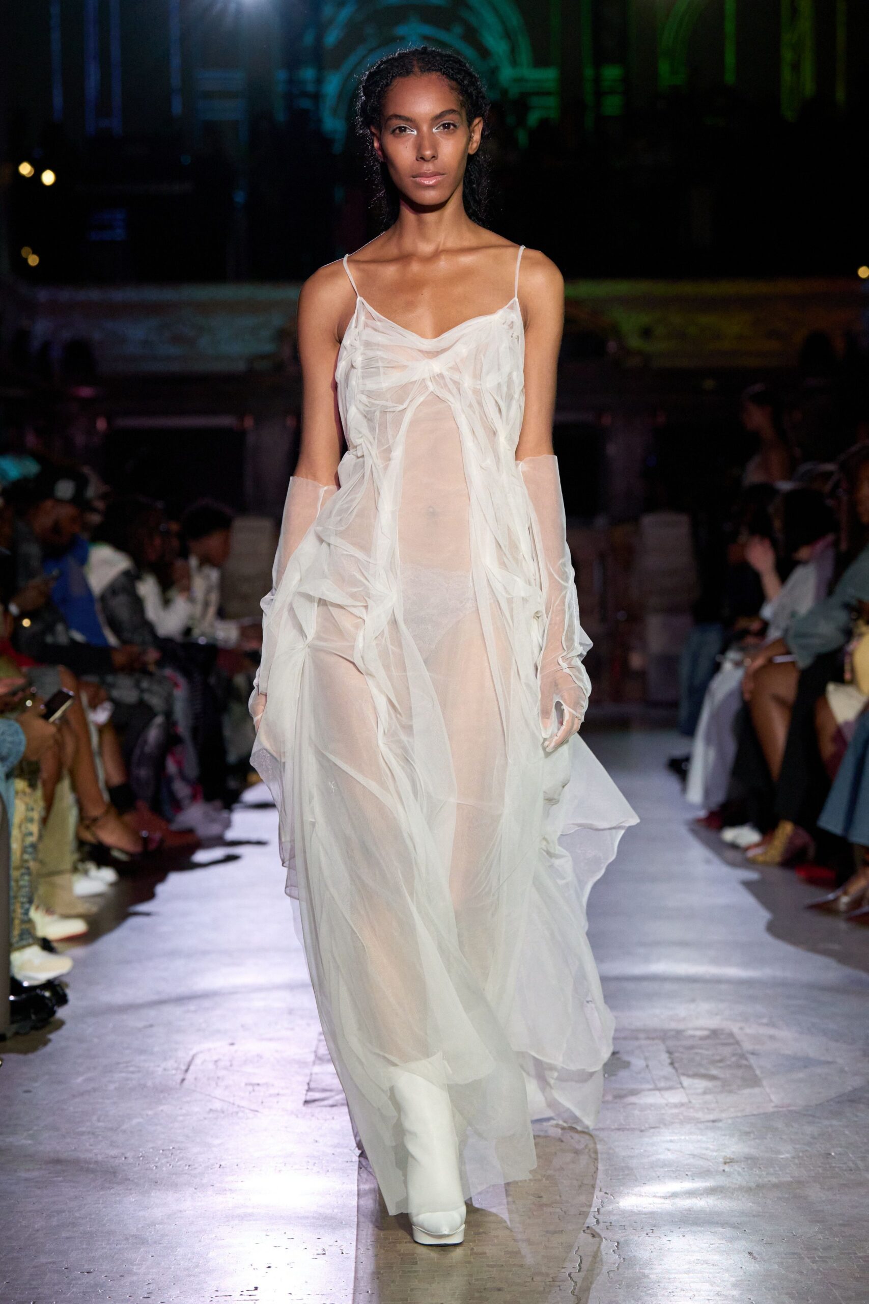 white sheer layered maxi dress