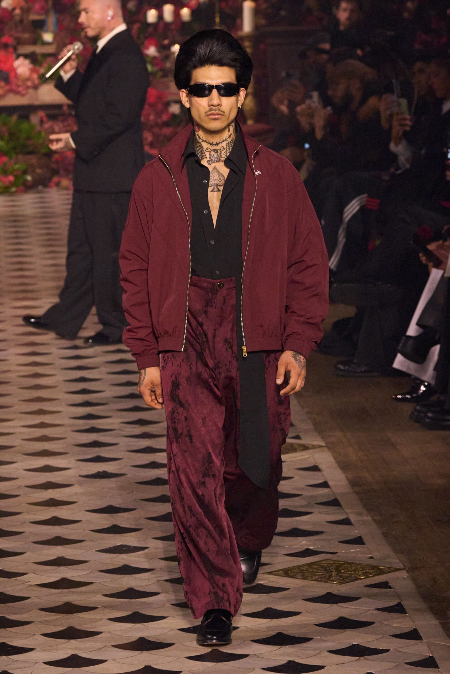 maroon velvet long-sleeve collared relaxed jacket