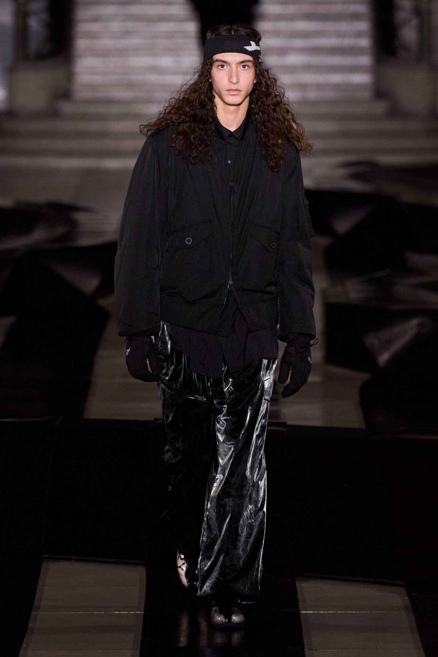 black velvet relaxed wide-leg pants