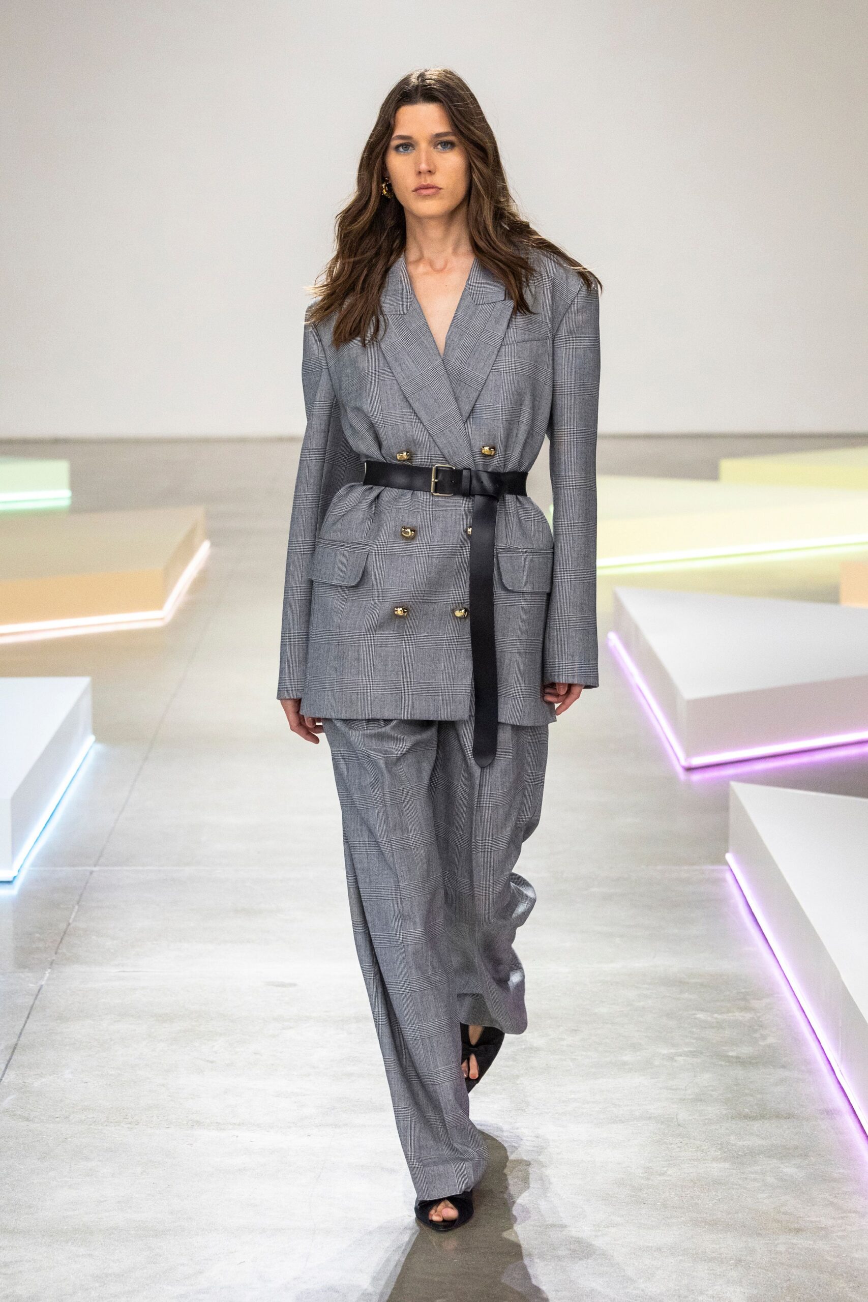 gray tailored blazer and pants