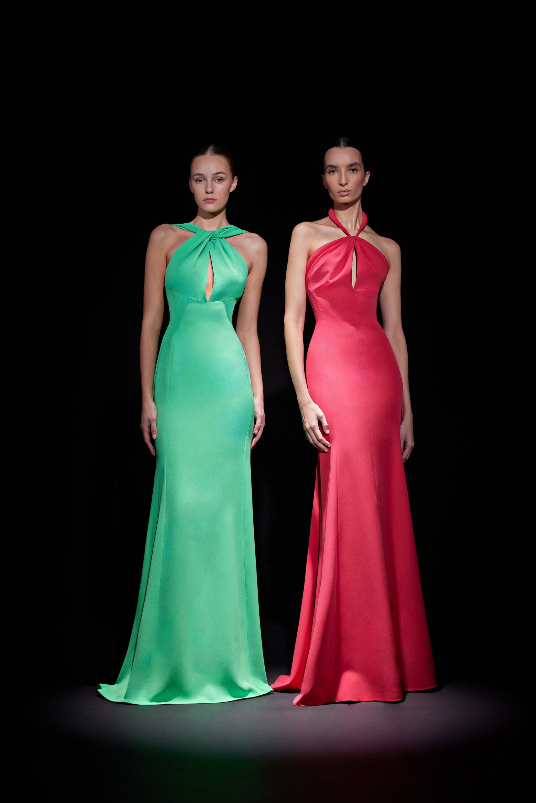 fitted silk gowns with cutouts