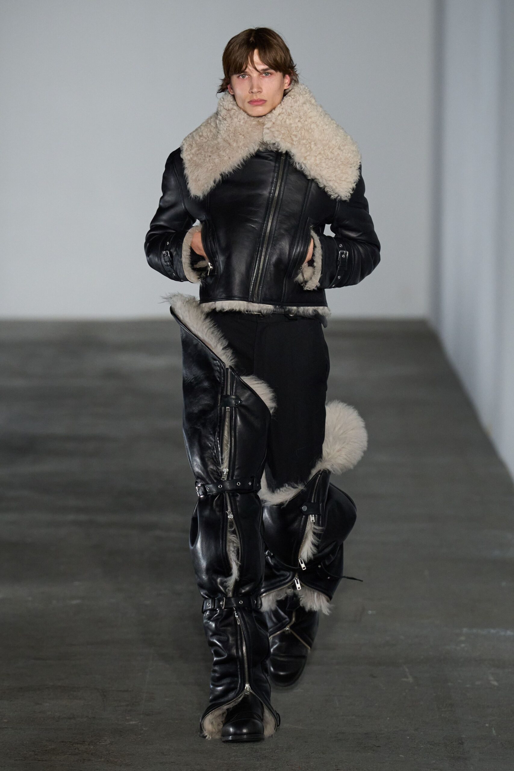 black leather jacket and pants