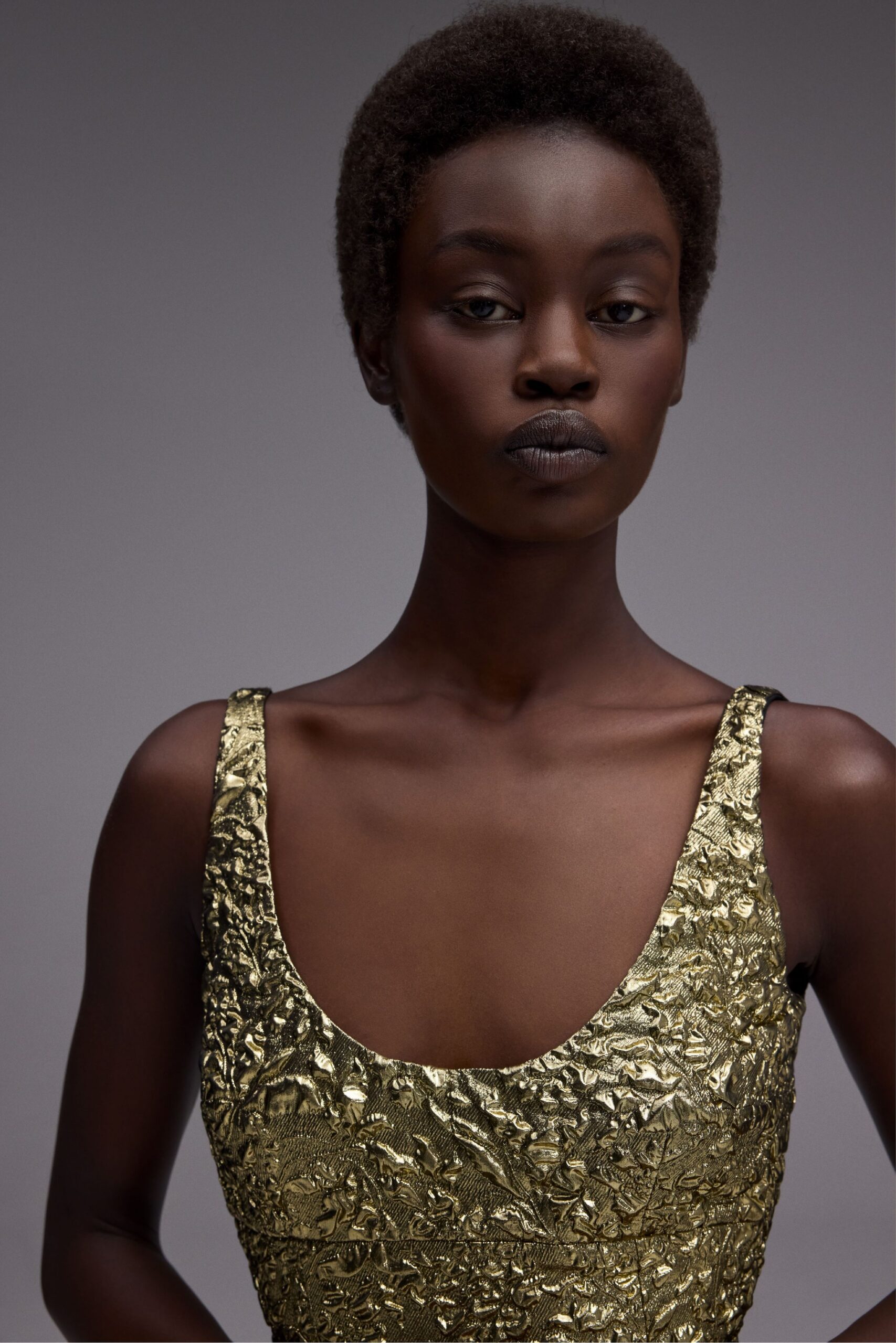 fitted gold embellished dress