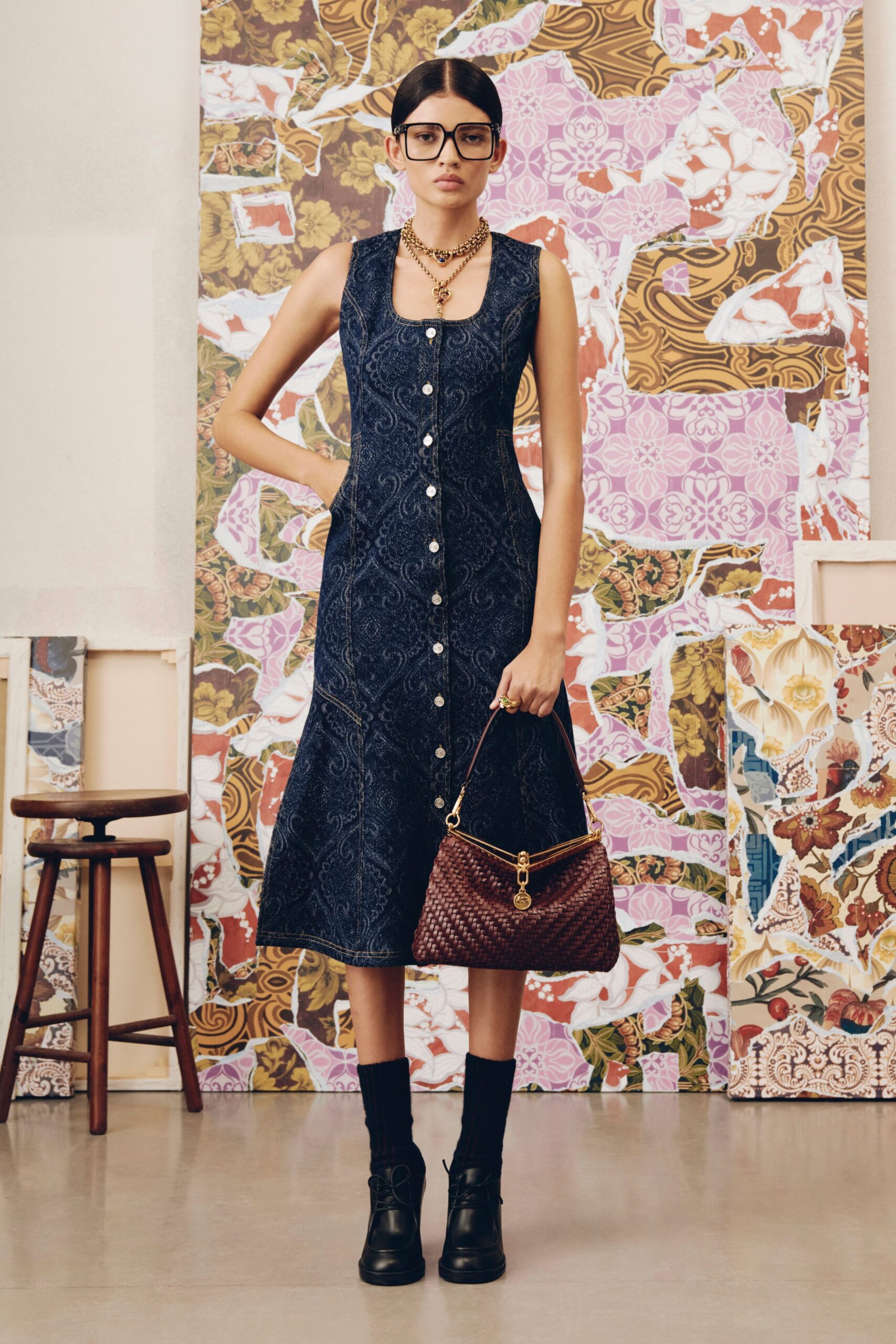 blue cotton sleeveless dress