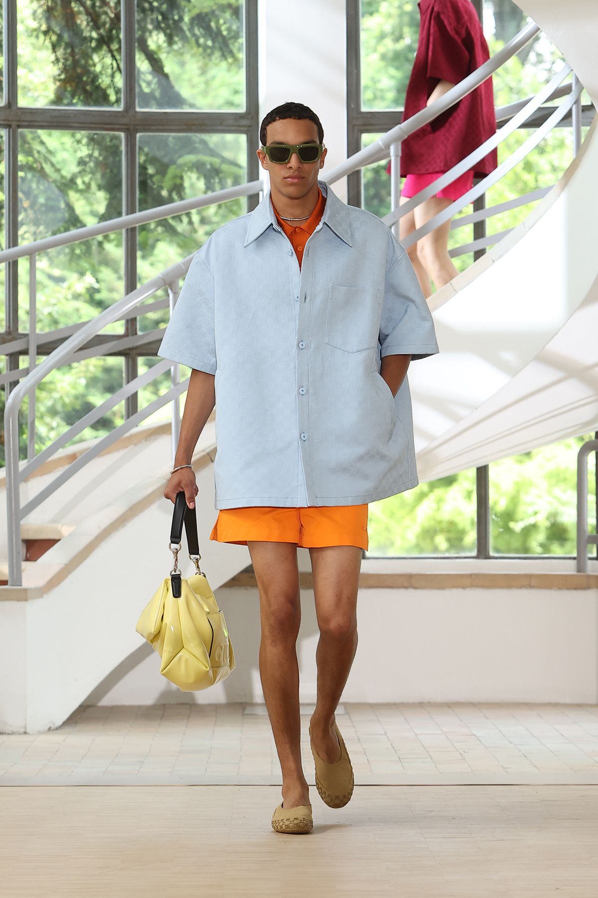orange cotton fitted short shorts