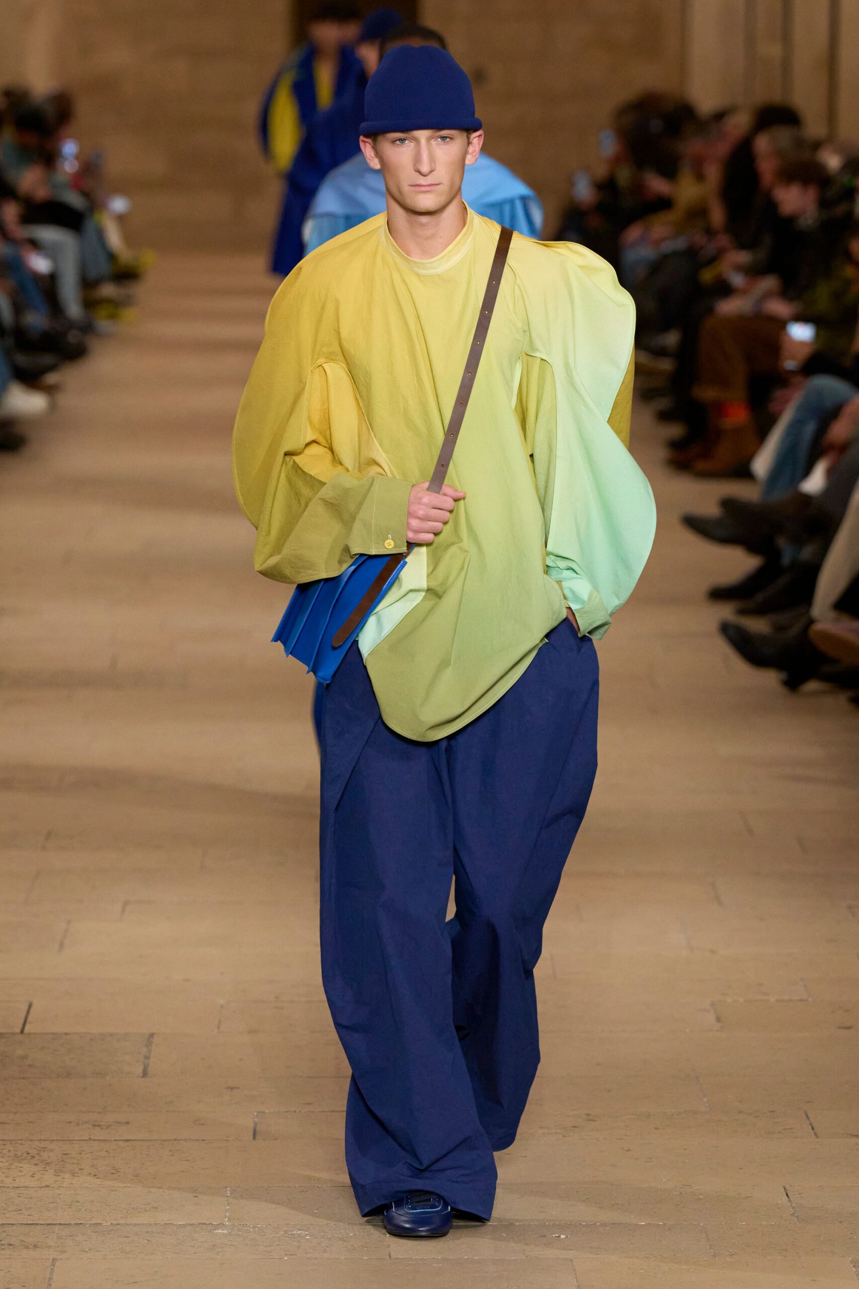 yellow long-sleeve oversized layered top