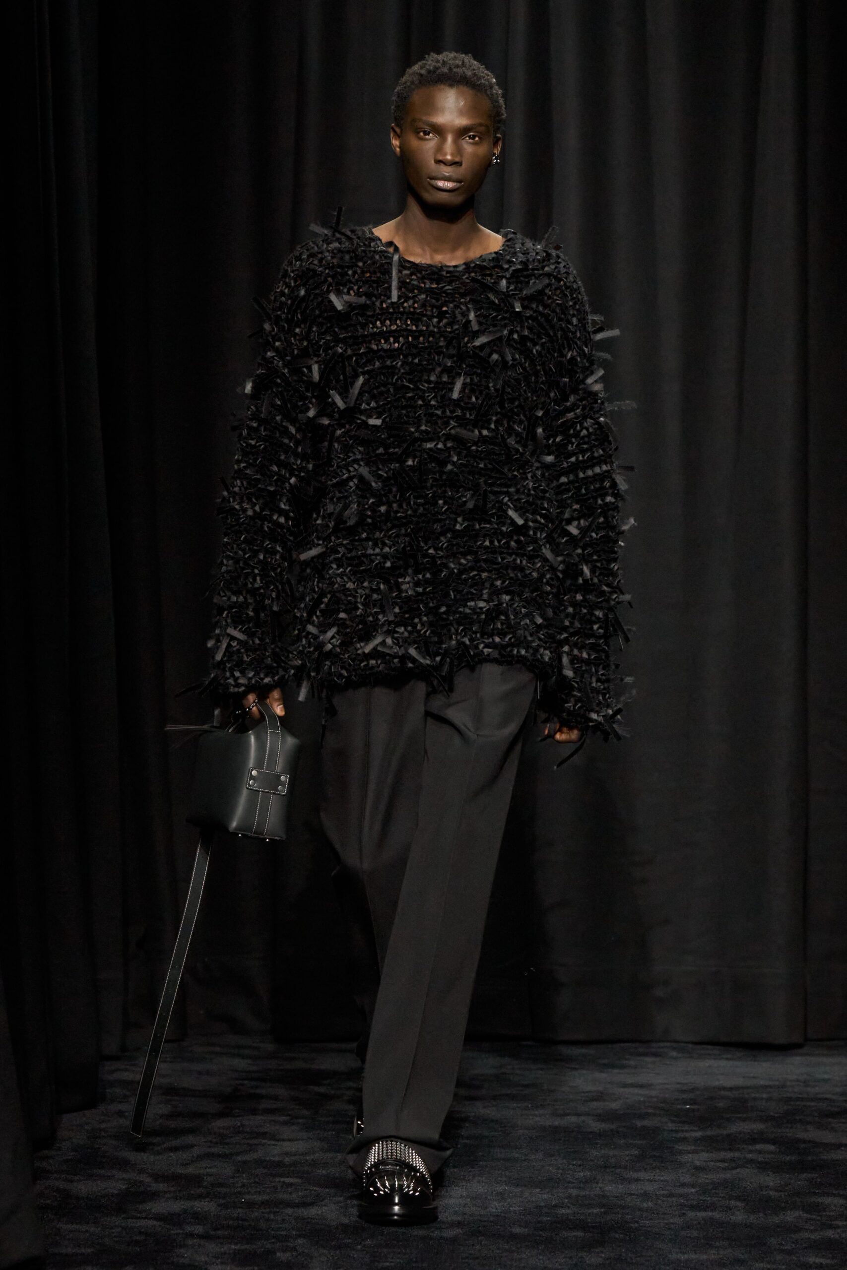 black oversized sweater and pants