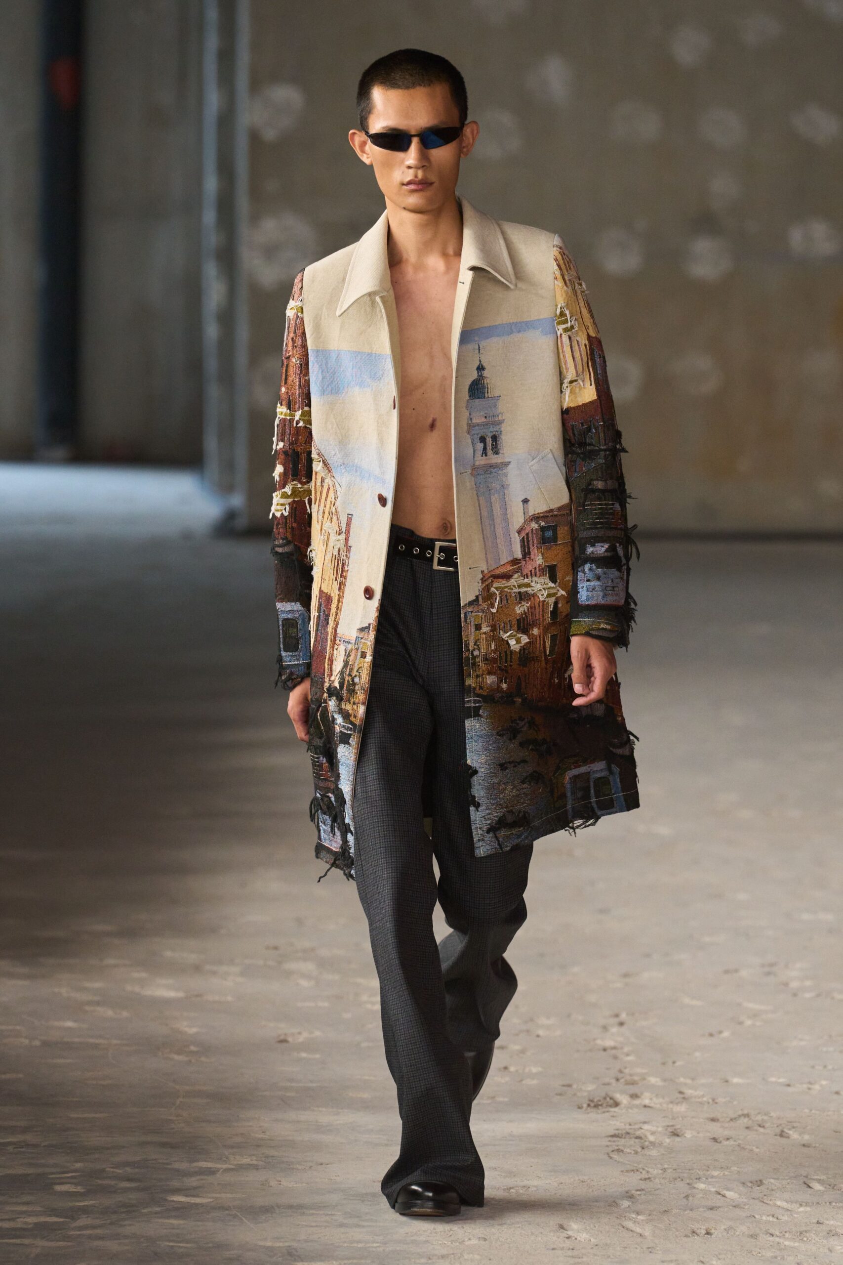 beige multi embroidered coat