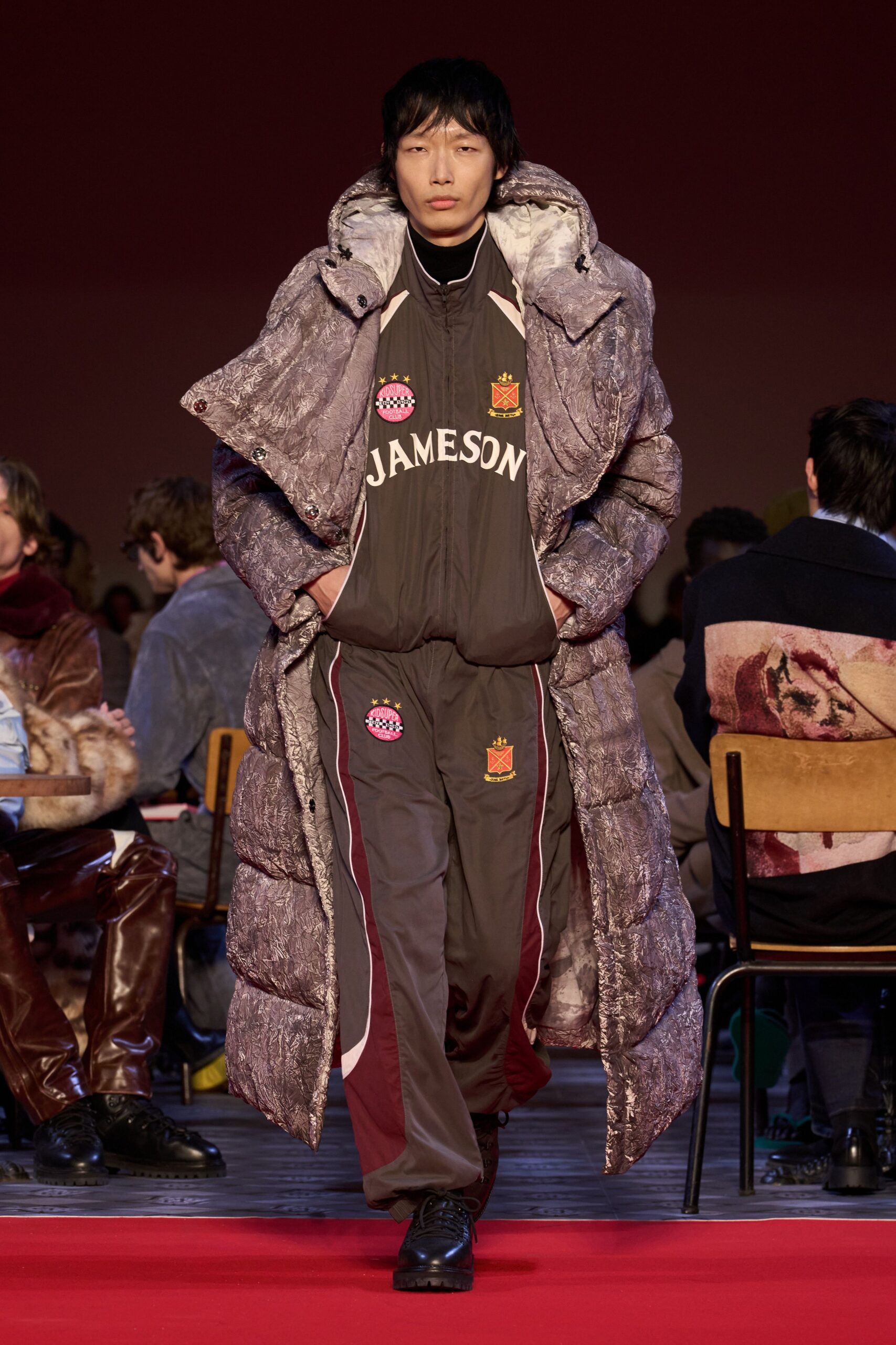 gray fur oversized coat
