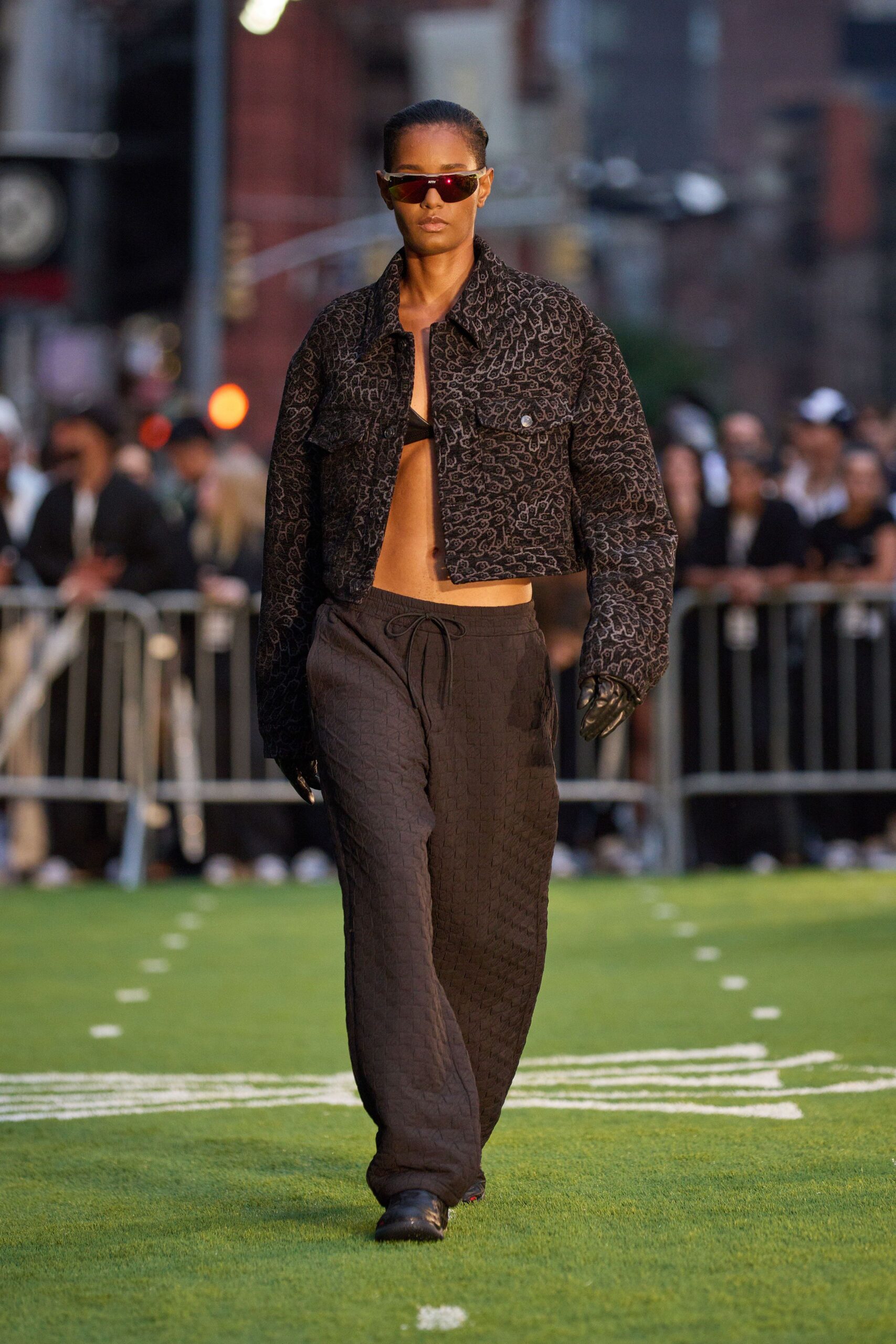 black quilted jacket and pants
