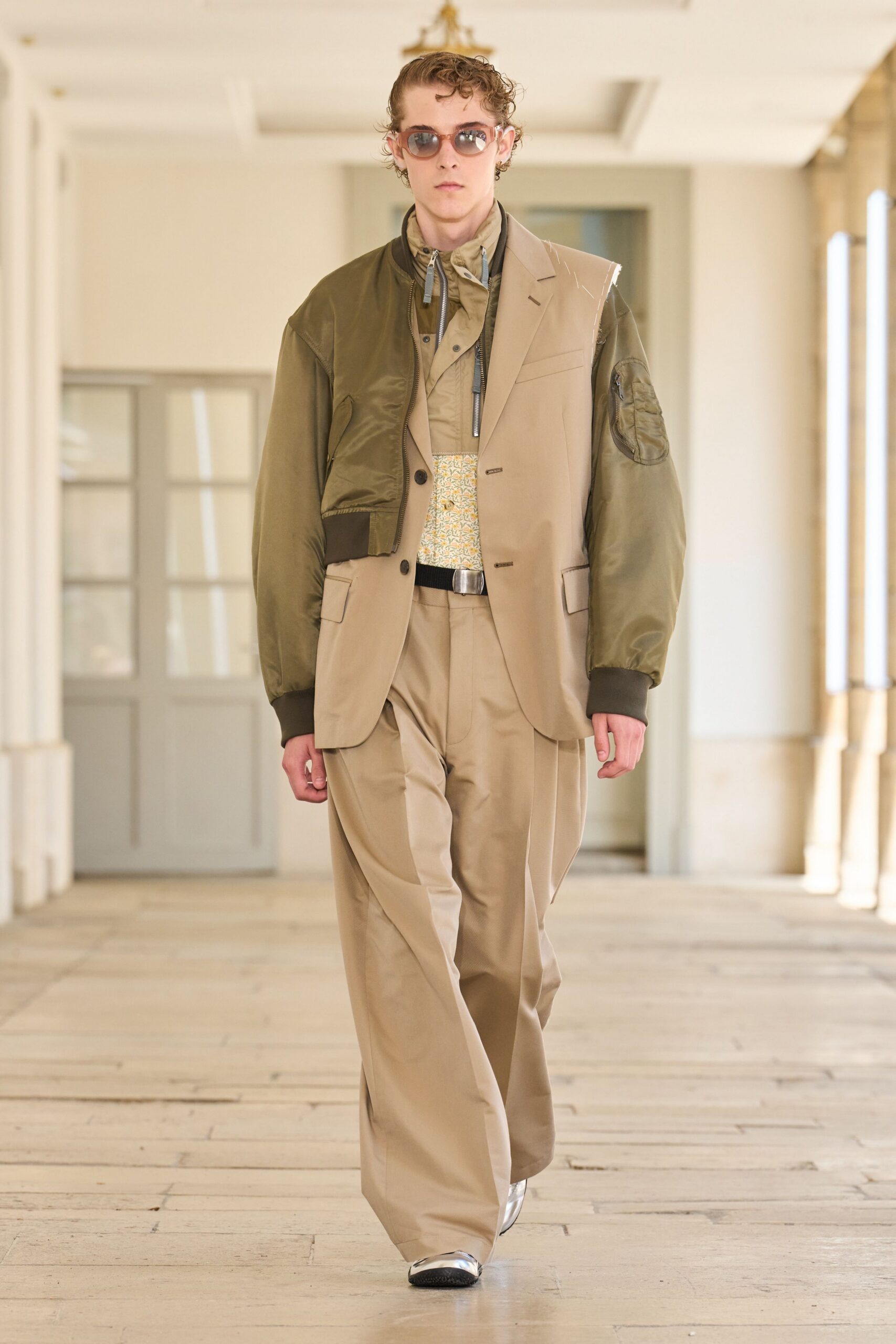 green beige relaxed jacket outfit