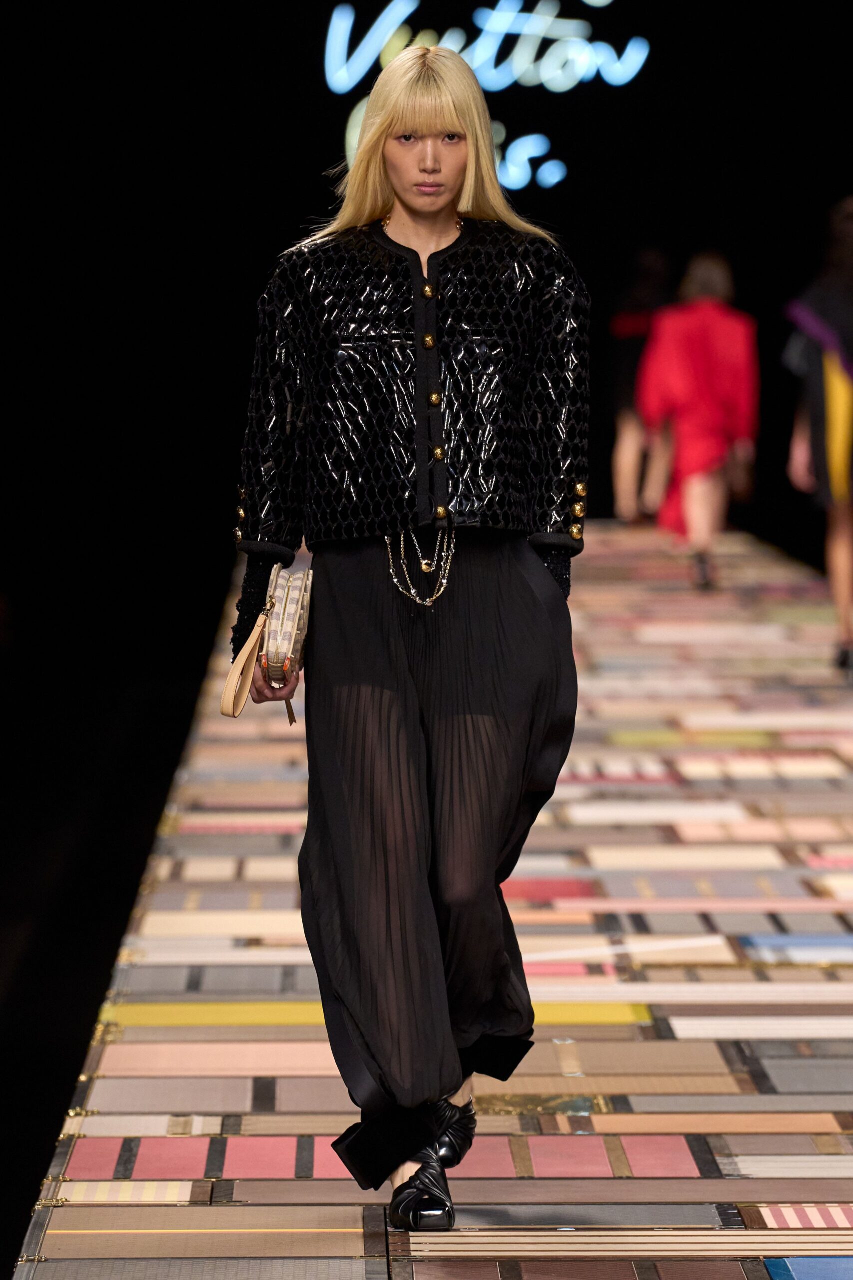 black chiffon relaxed wide-leg flowing pants
