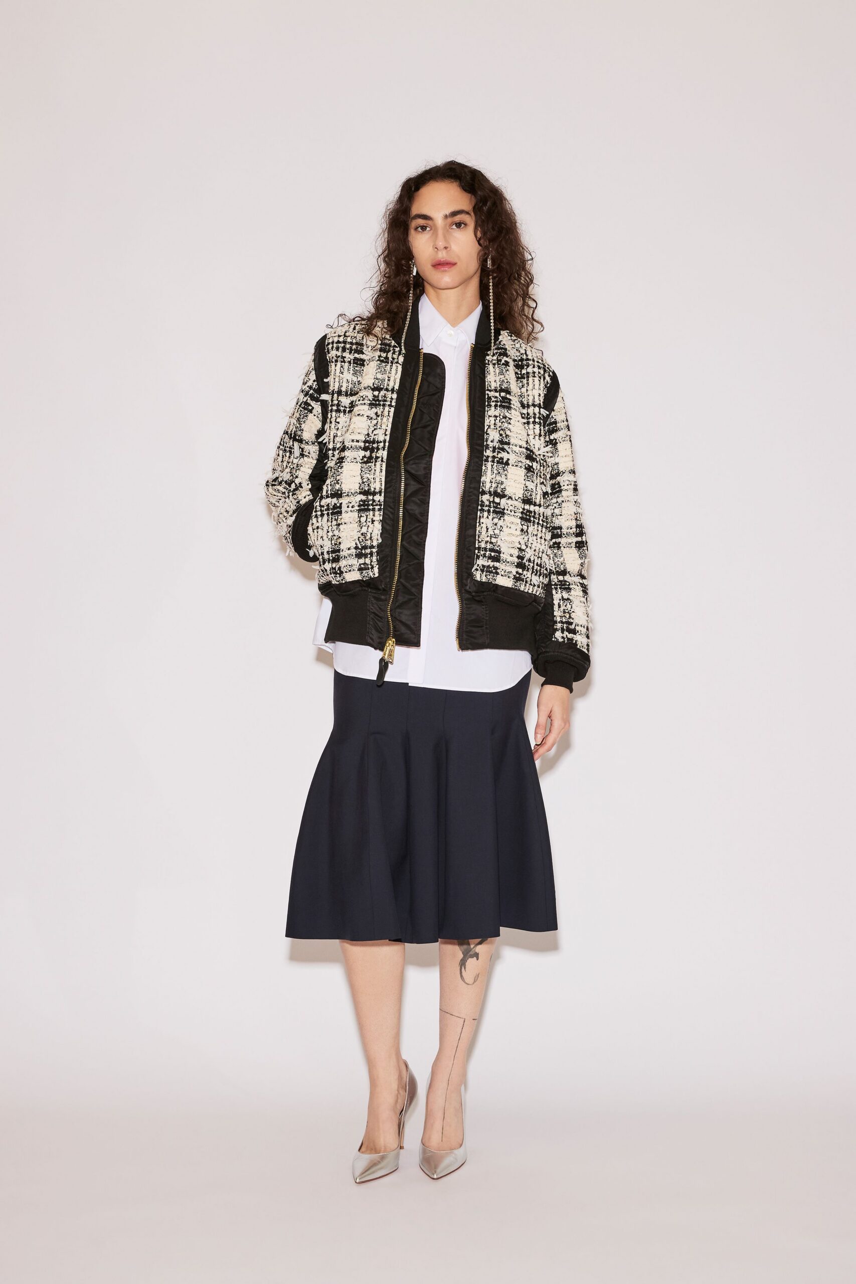 checked jacket with white shirt
