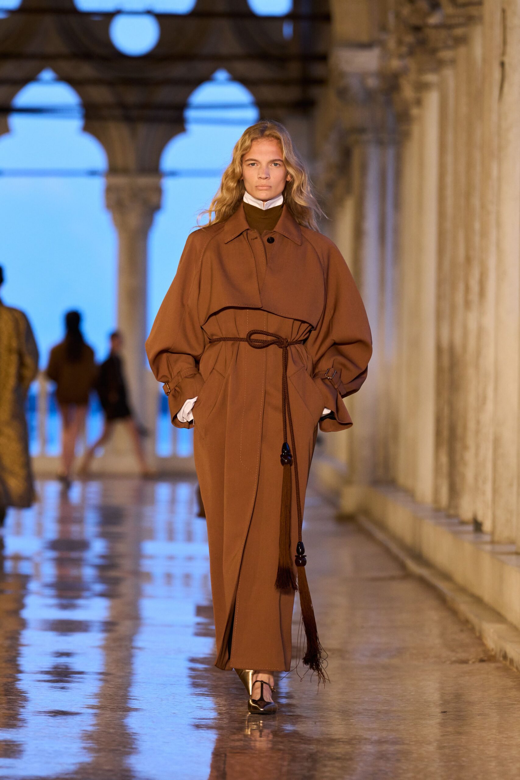 brown wool belted coat