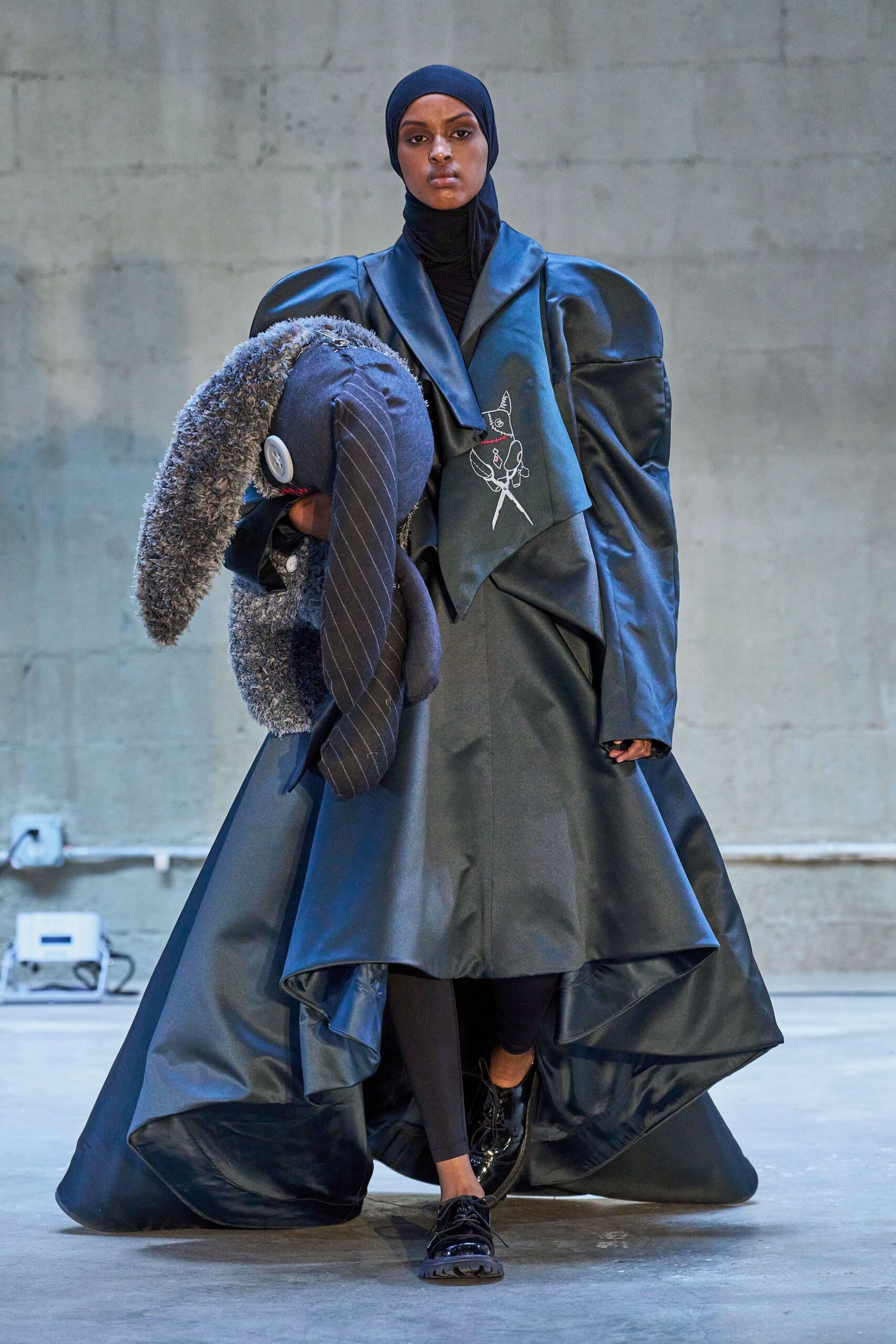 black faux-fur relaxed layered coat